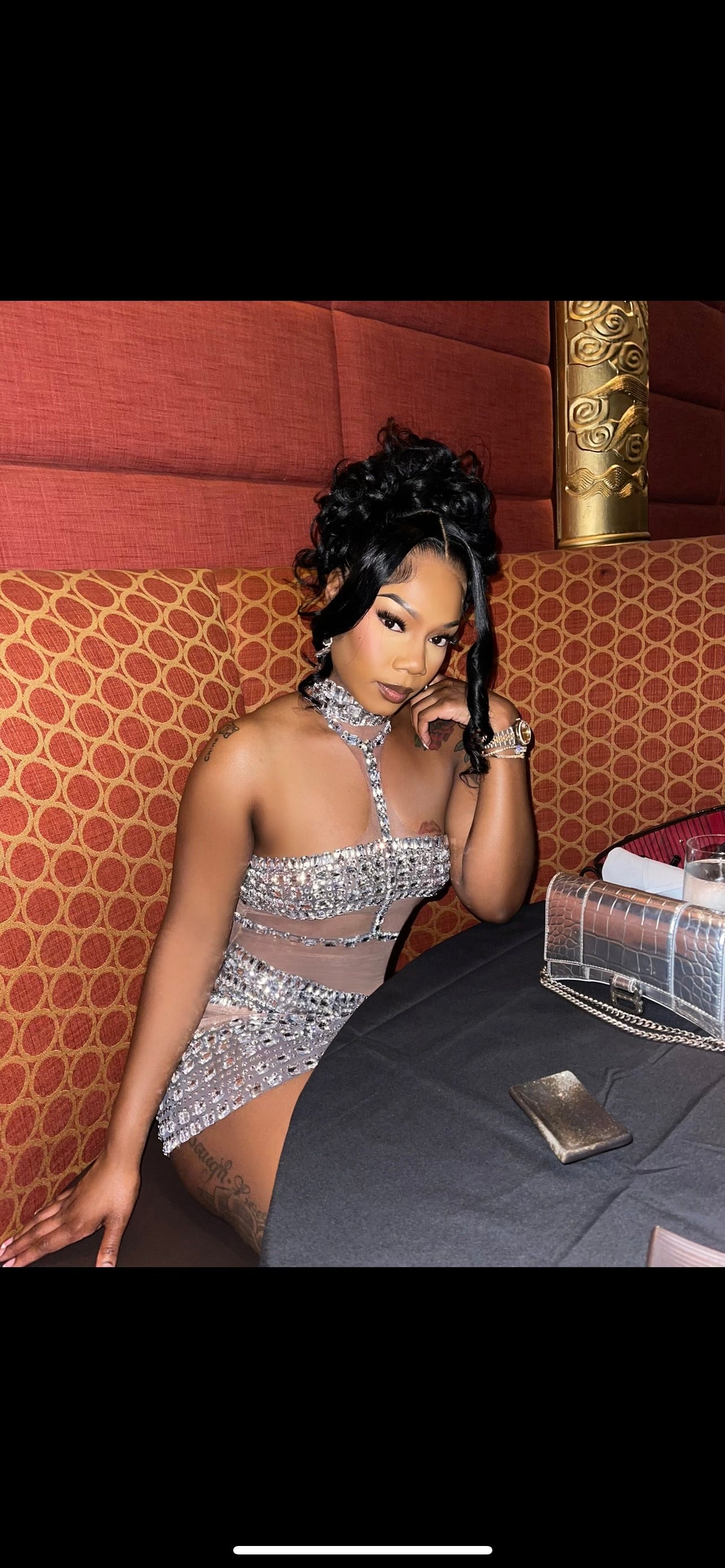 PREORDER ONLY Arabian Nights Mesh Rhinestone Mini Choker Dress
