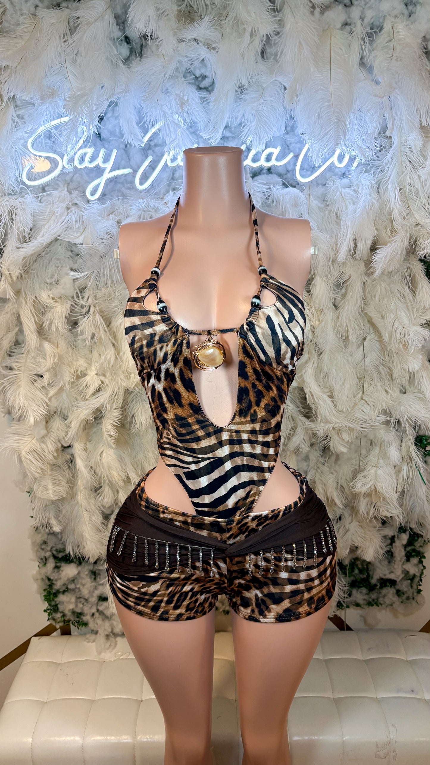 READY TO SHIP Animalistic Instincts Fringe Romper