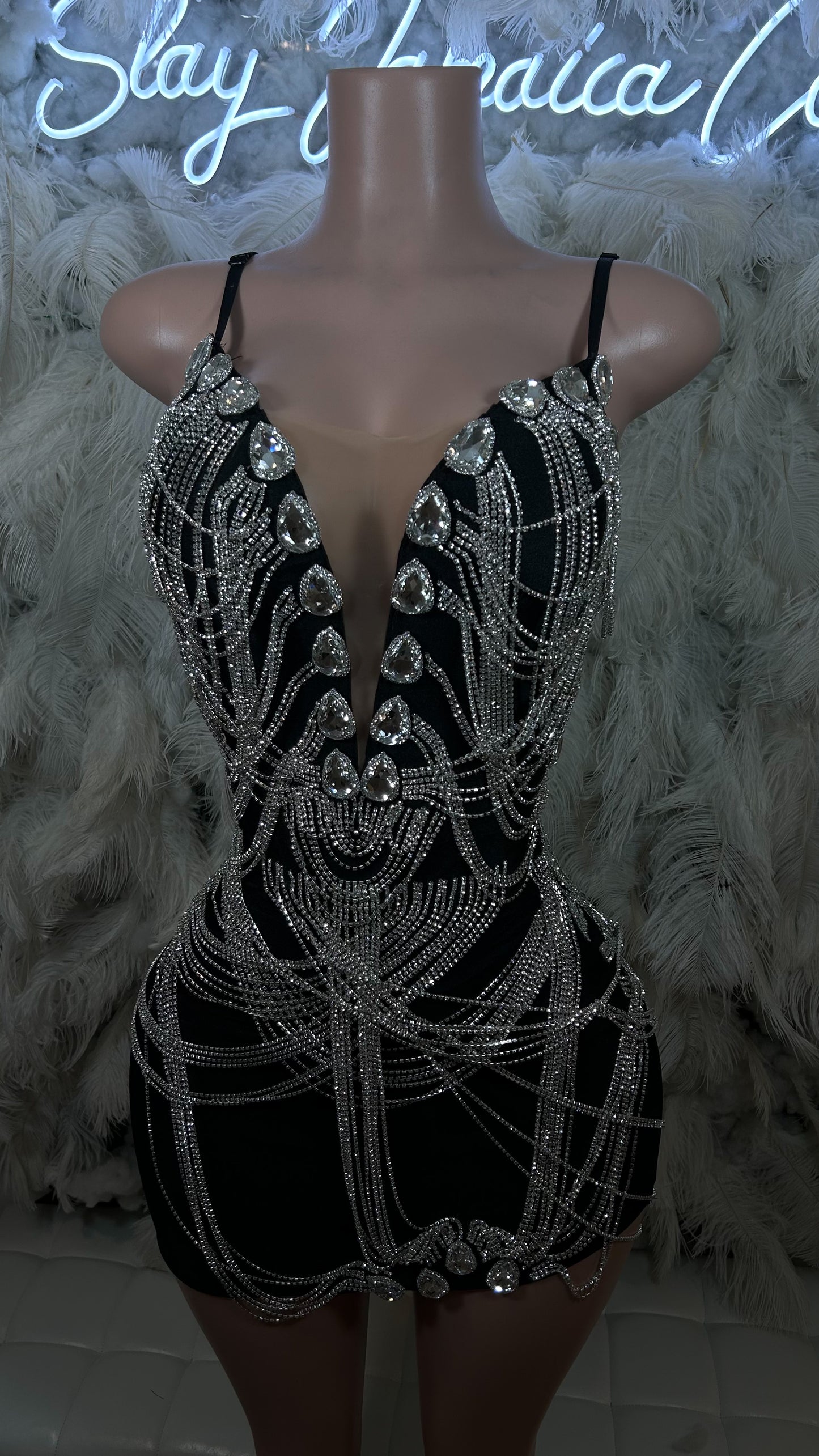 READY TO SHIP Chained To Luxury Rhinestone Mini Dress