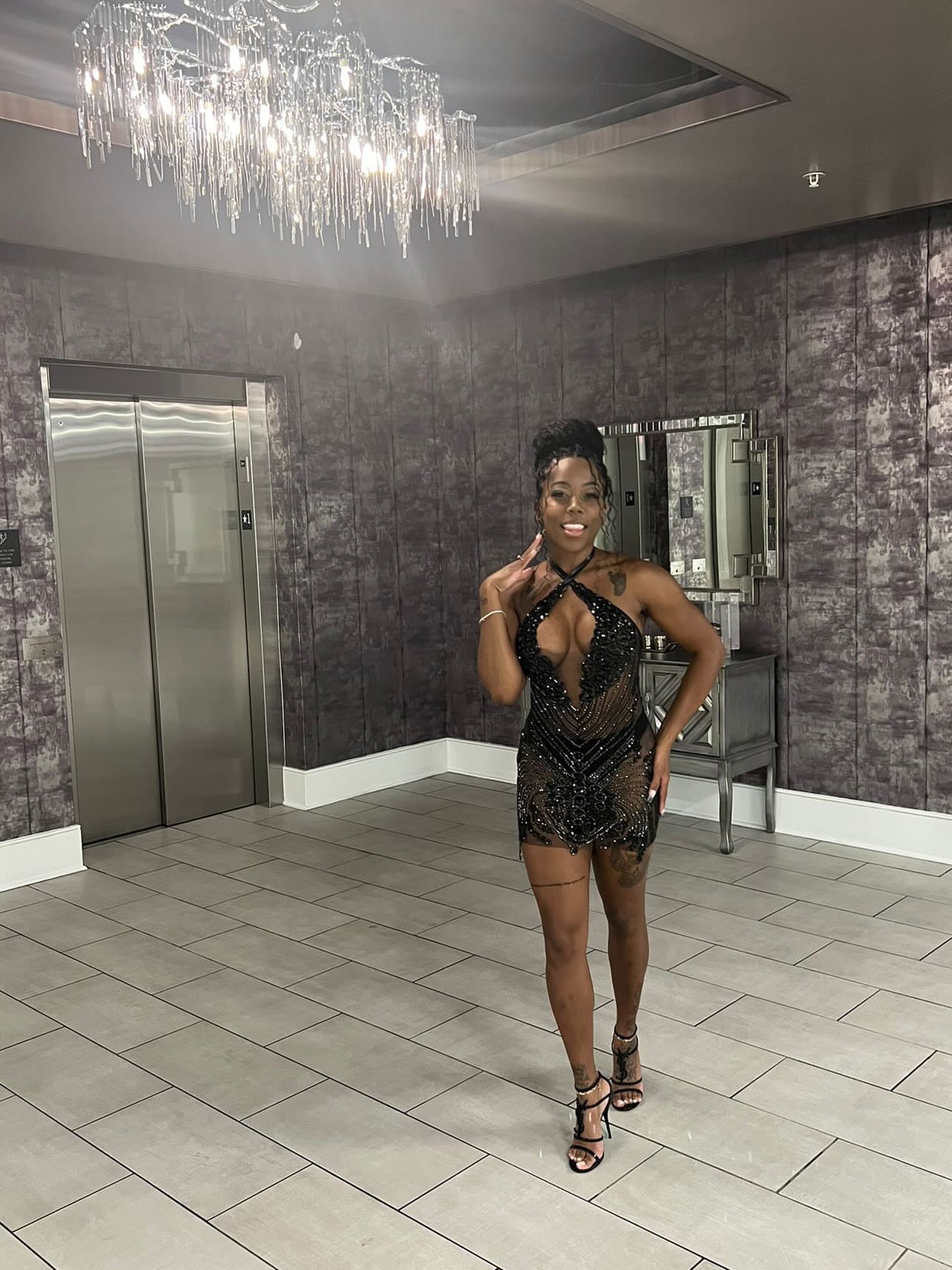 PREORDER ONLY Desires Luxe Rhinestone Mini Dres