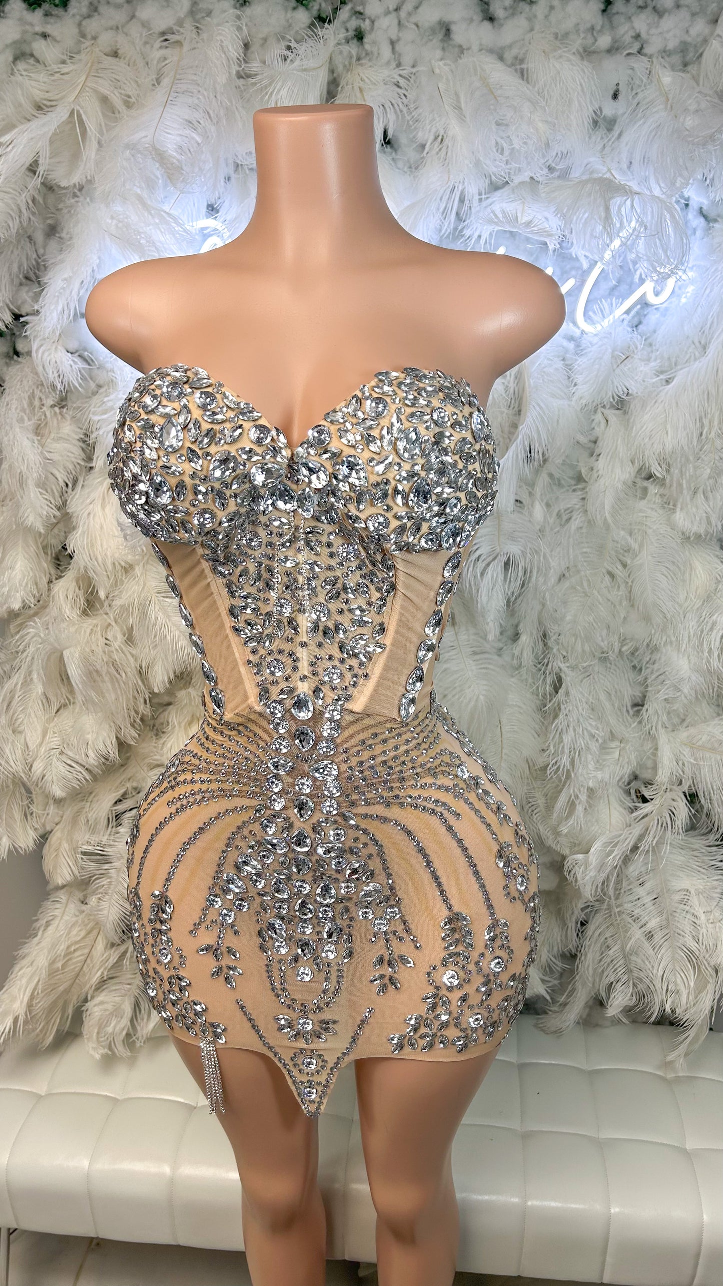The Diamond League Luxe Diamanté Mini Dress