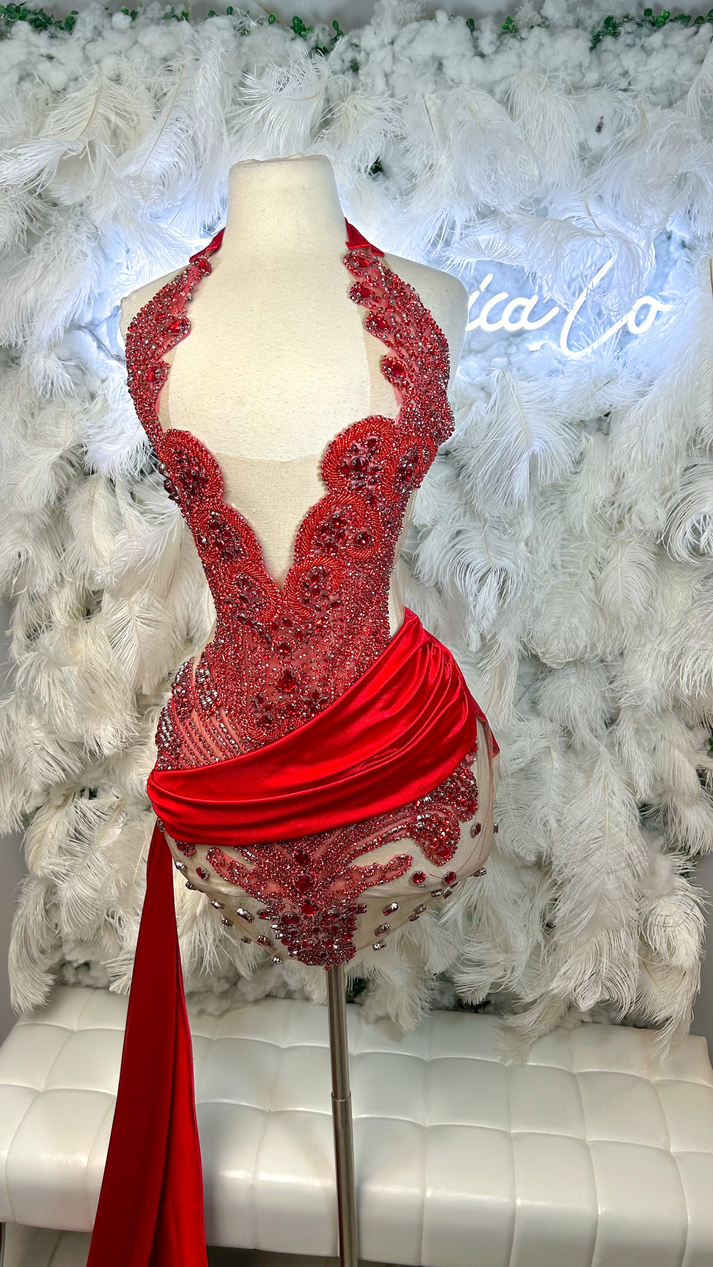 PREORDER ONLY Ultimate Luxury Rhinestone Mini Dress with Train