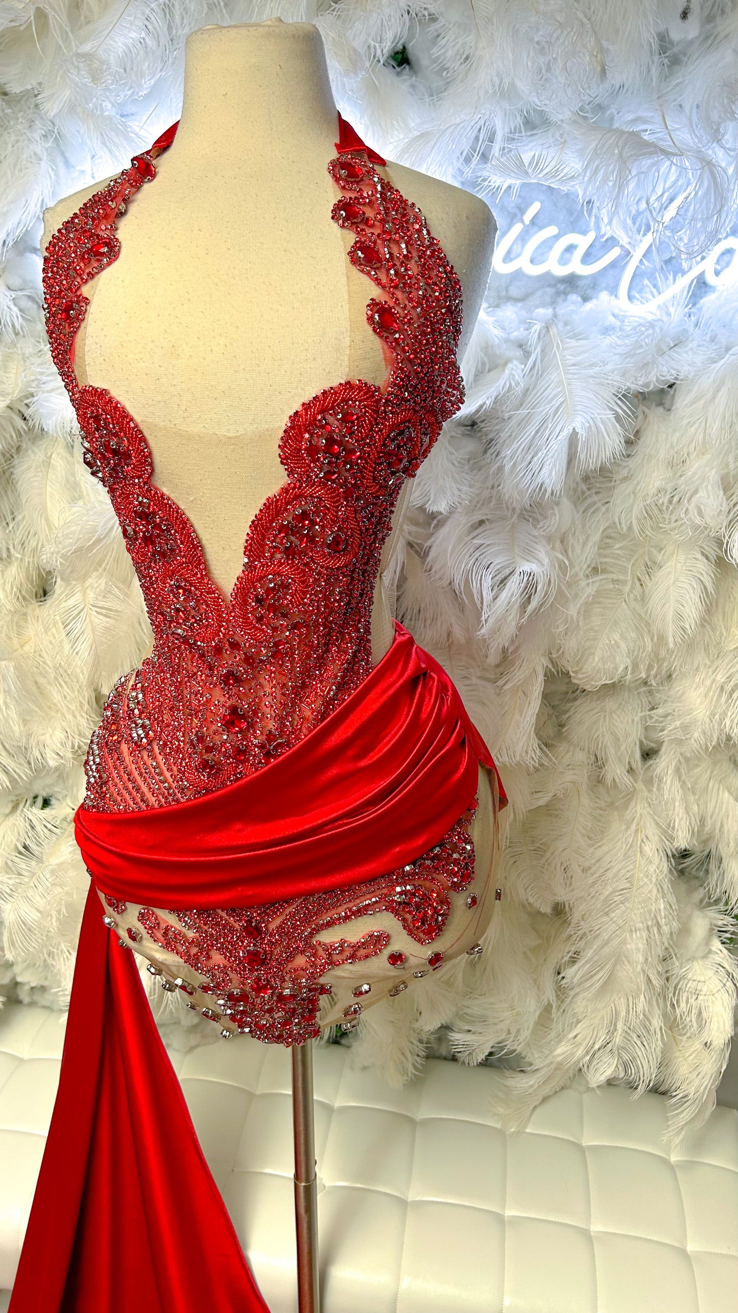 PREORDER ONLY Ultimate Luxury Rhinestone Mini Dress with Train