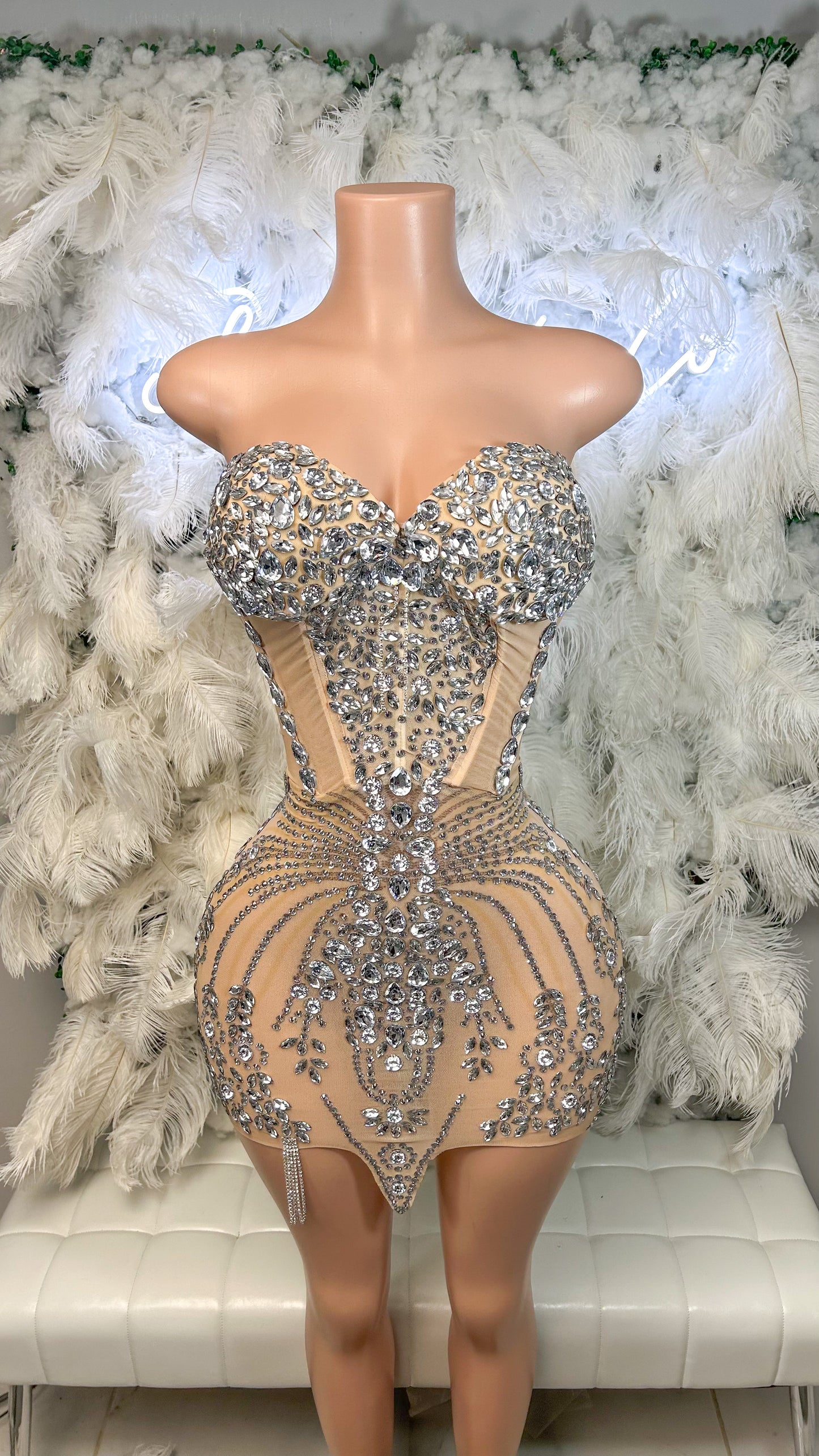 The Diamond League Luxe Diamanté Mini Dress