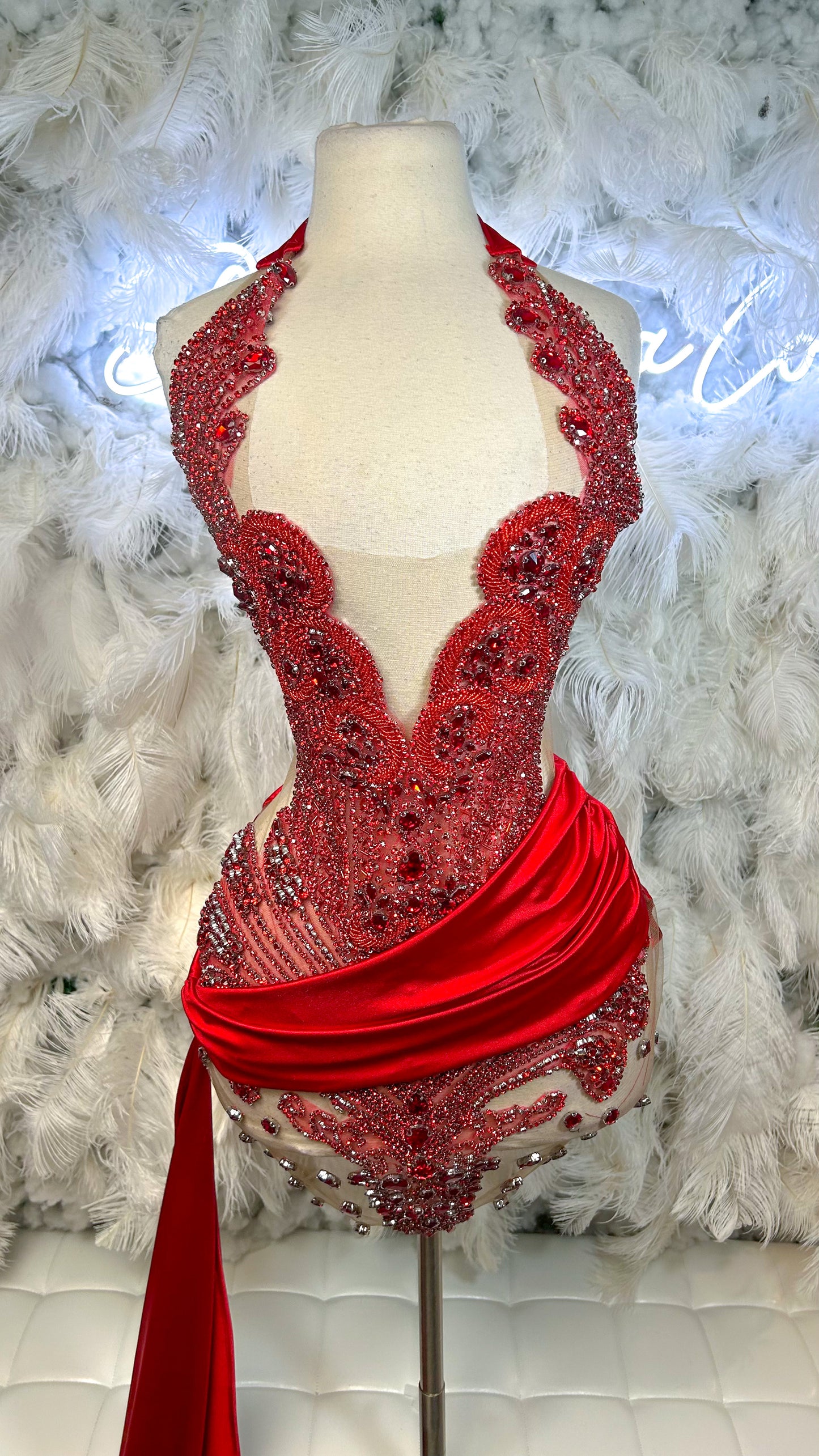 PREORDER ONLY Ultimate Luxury Rhinestone Mini Dress with Train
