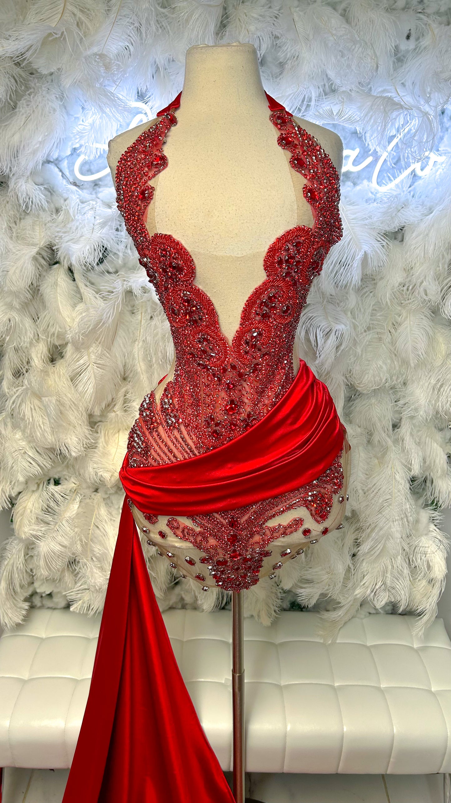 PREORDER ONLY Ultimate Luxury Rhinestone Mini Dress with Train