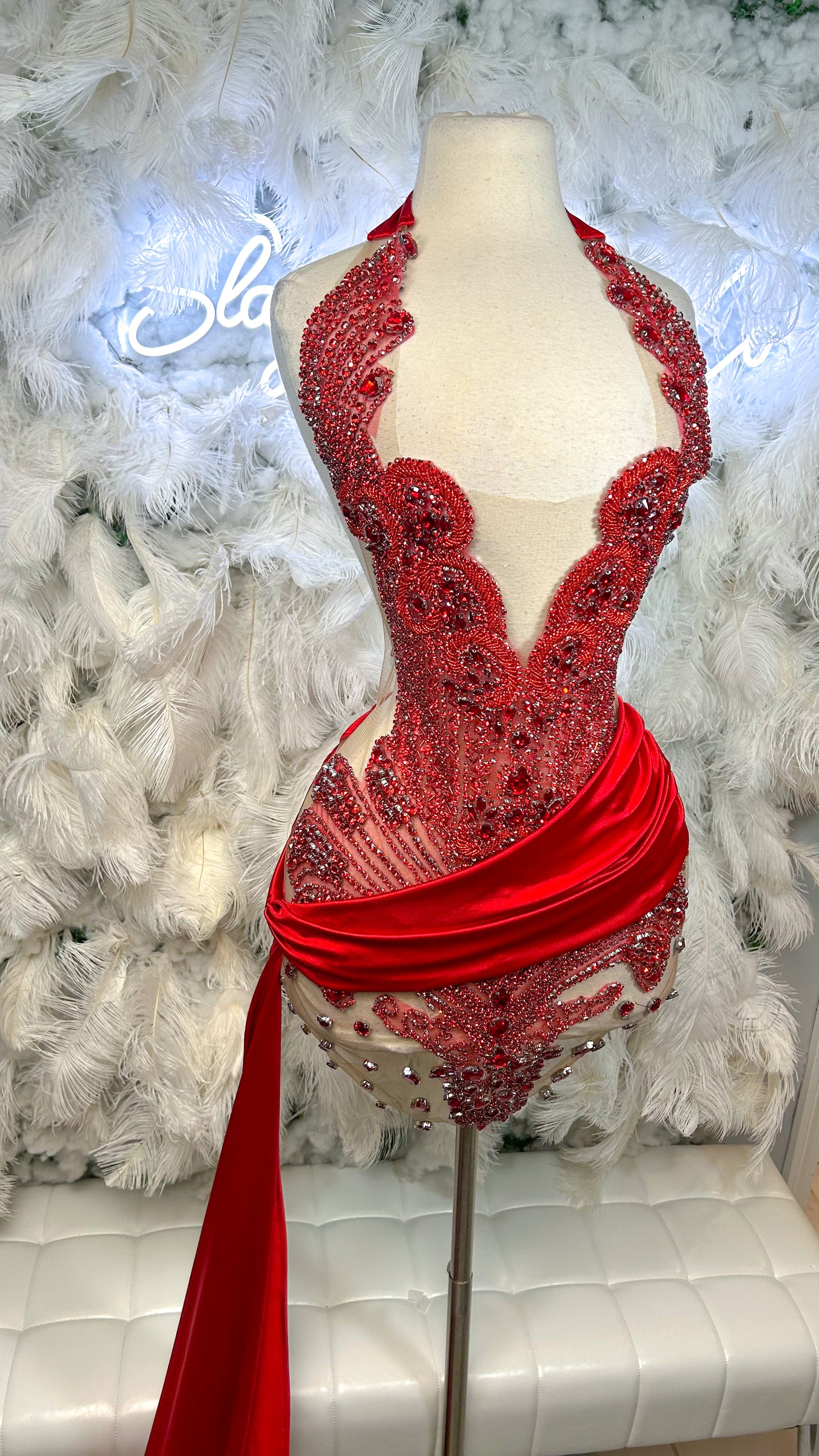 PREORDER ONLY Ultimate Luxury Rhinestone Mini Dress with Train