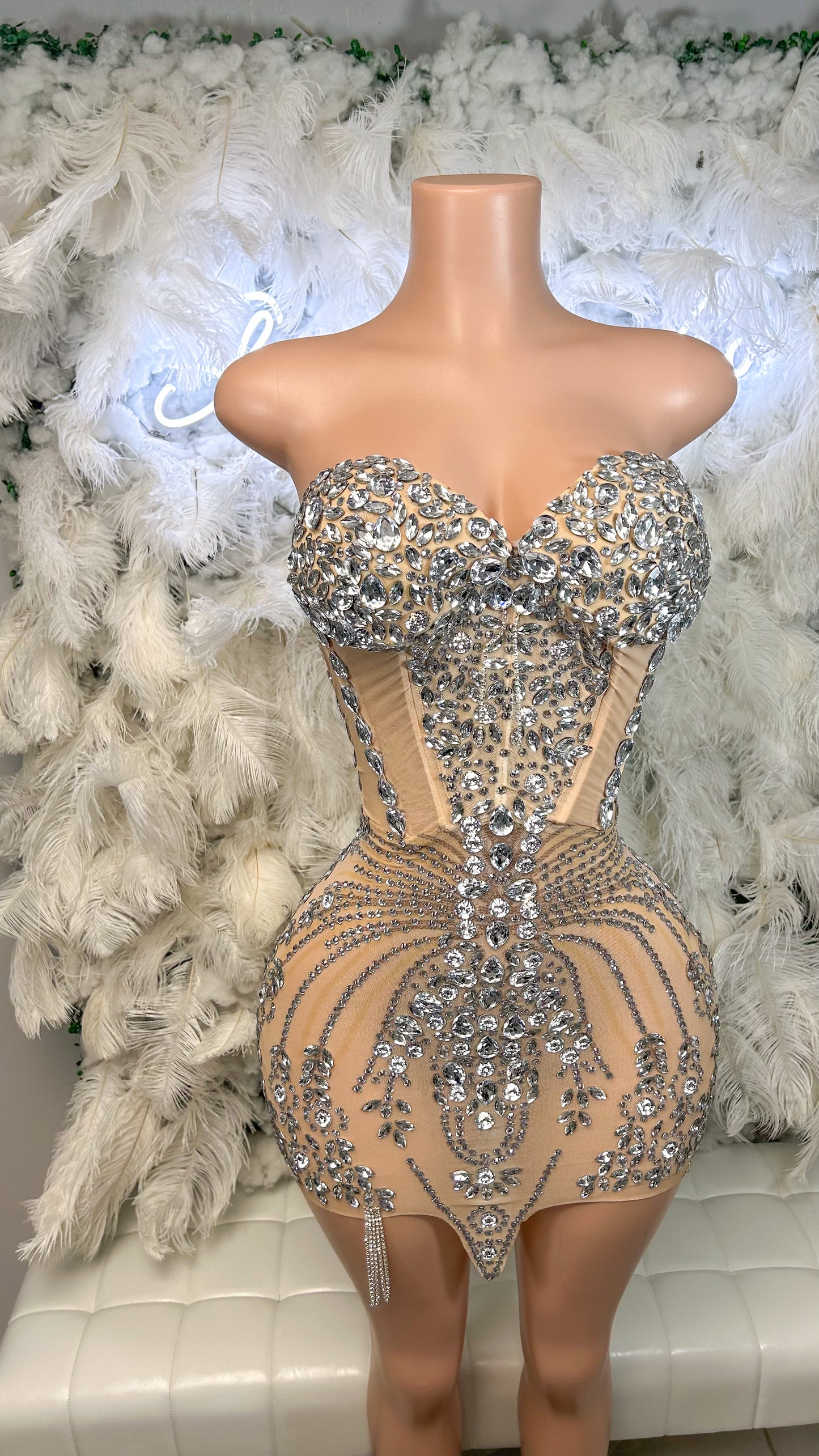 The Diamond League Luxe Diamanté Mini Dress