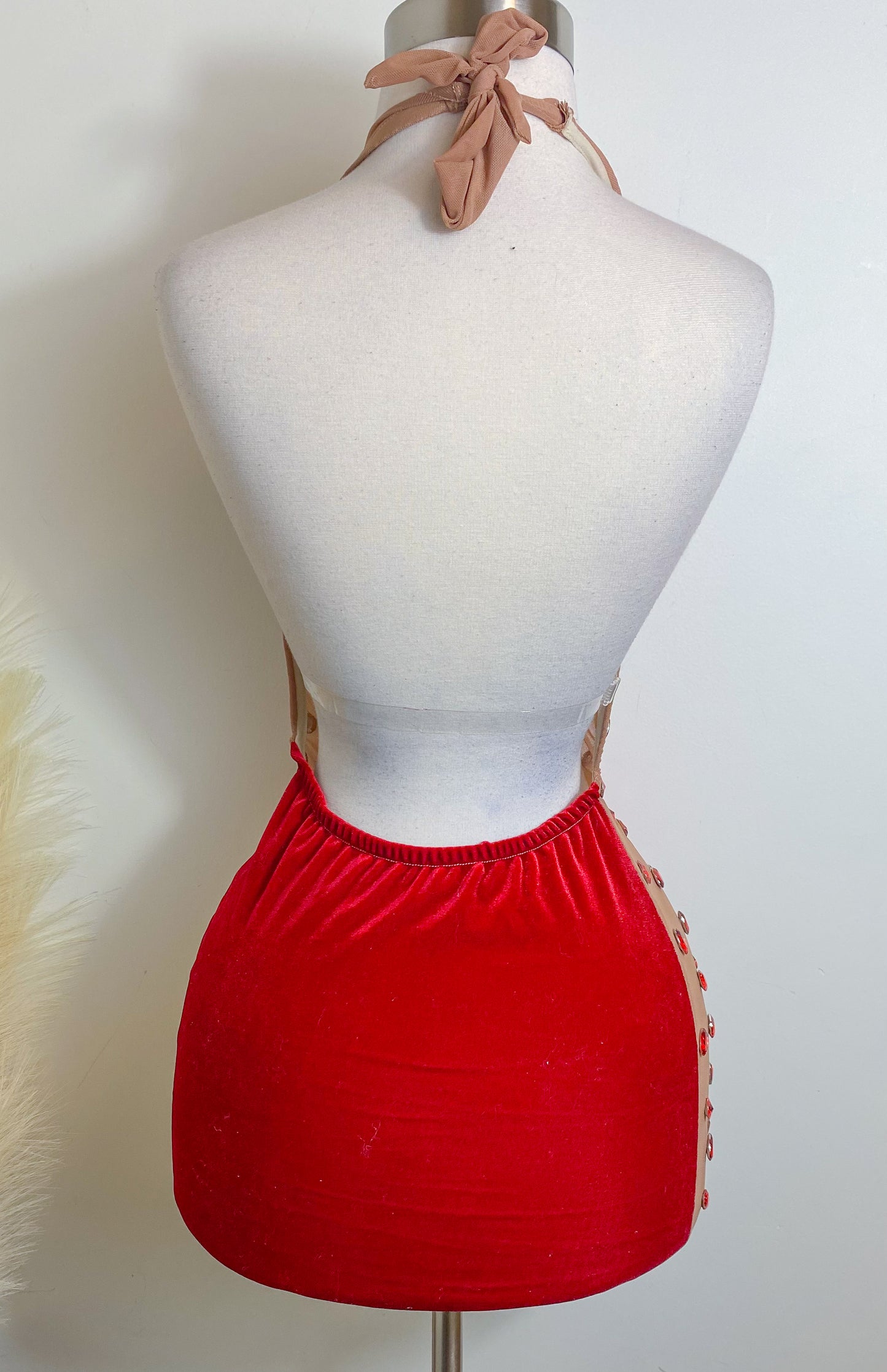 Pre order only She's A Dream Rhinestone Lux Velvet Dress -Ruby Red