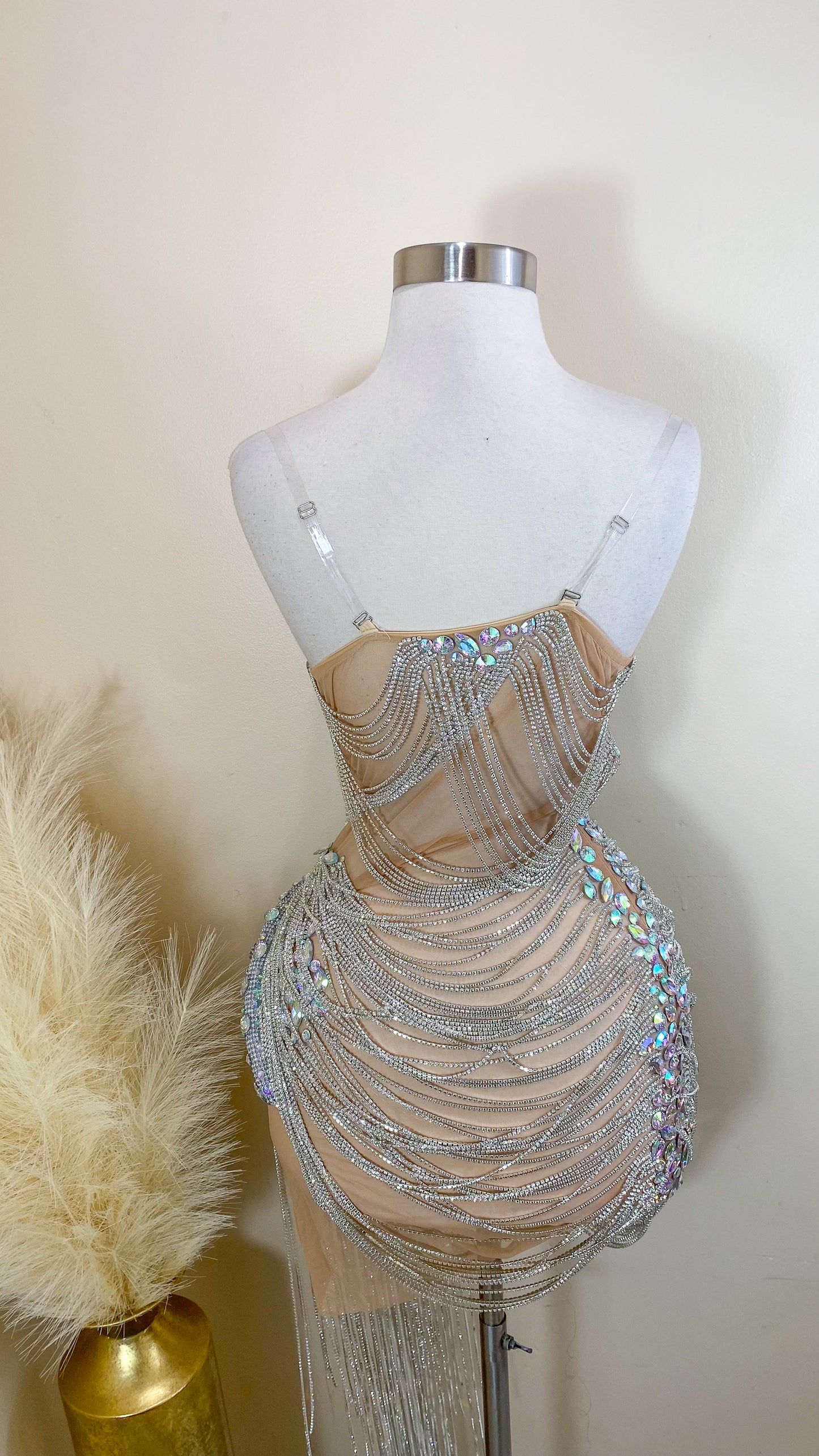 PREORDER ONLY Layla's Top Pick Luxury Chained Corset Mini Dress- Nude