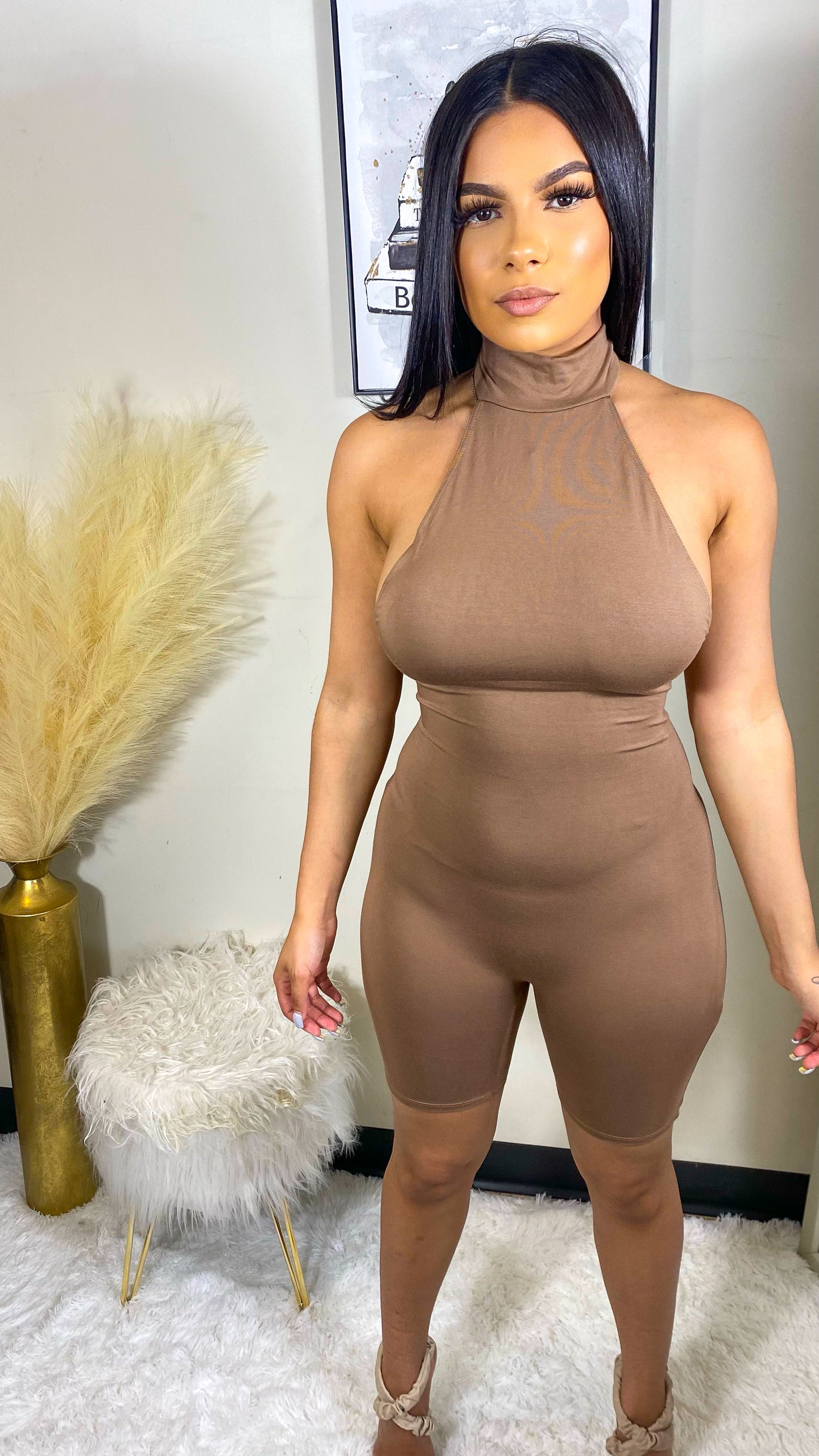 Next To Skin Romper - Mocha