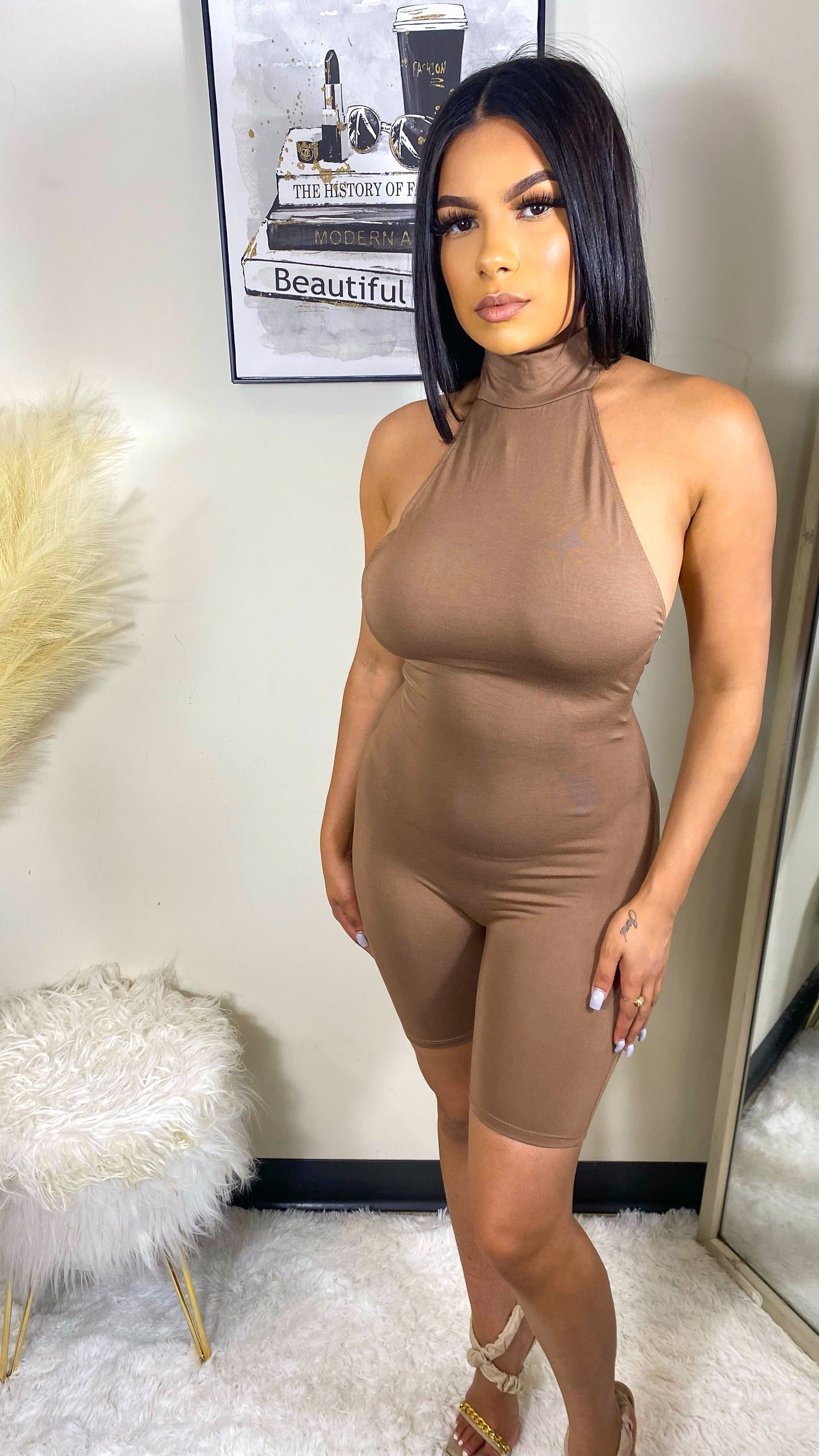 Next To Skin Romper - Mocha