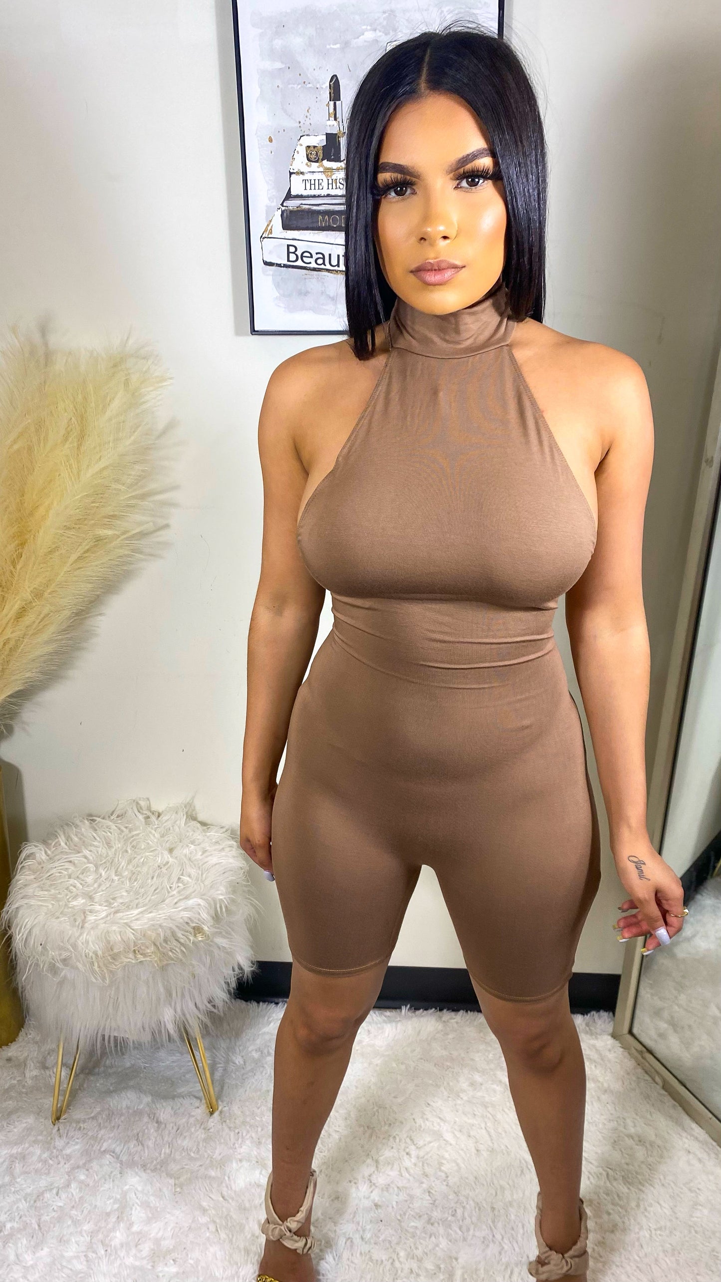 Next To Skin Romper - Mocha