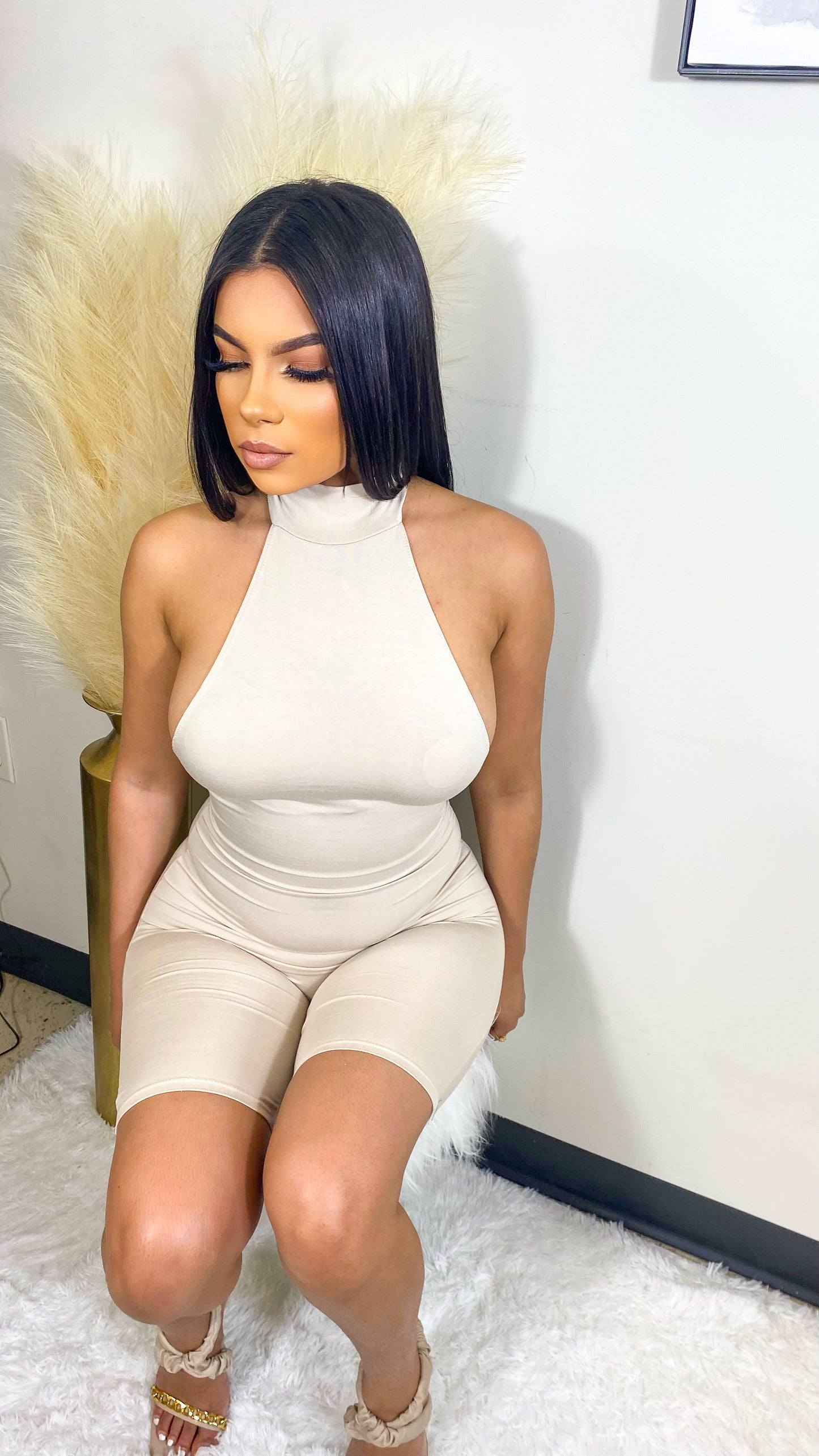 Next To Skin Romper- Beige