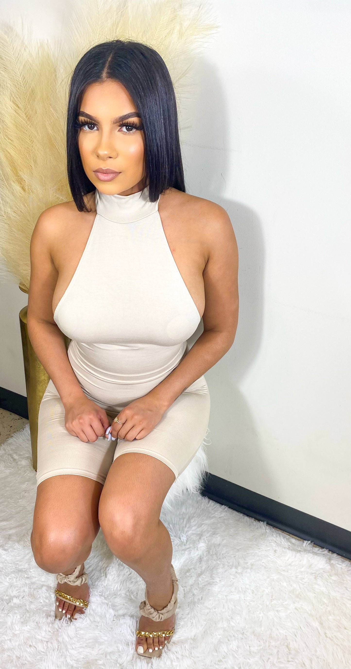 Next To Skin Romper- Beige