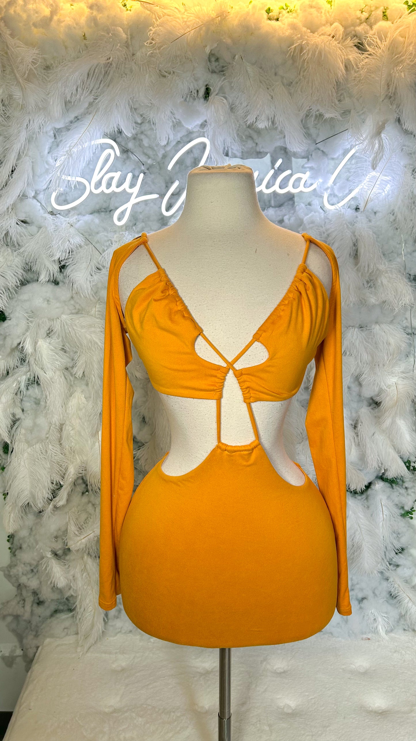 Golden Rays Cross Mini Dress
