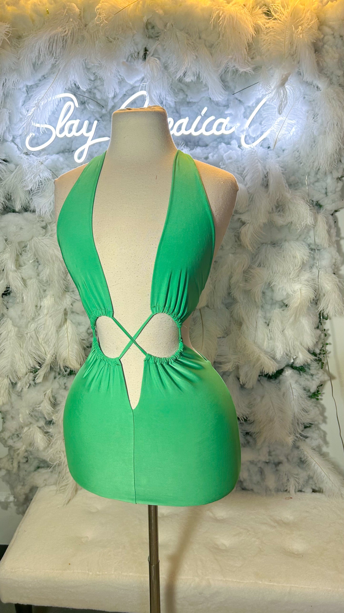 Like What You See Cut Out Mini Dress - Kelly Green