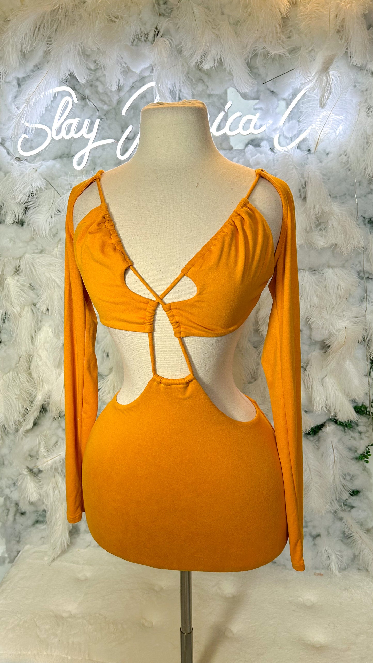 Golden Rays Cross Mini Dress