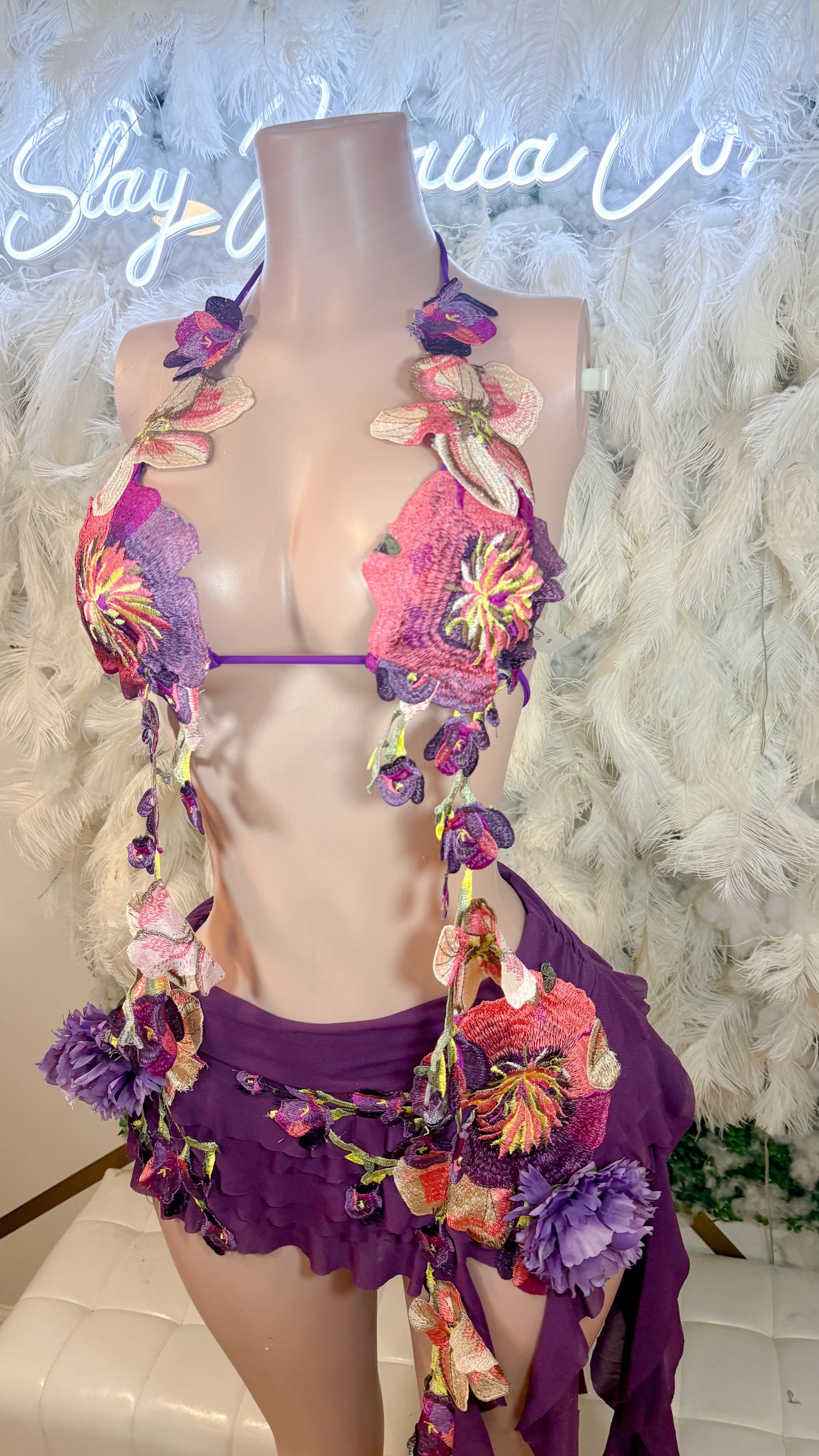 Hawaiian Mojito Sunrise Floral Skirt Set - Purple Combo