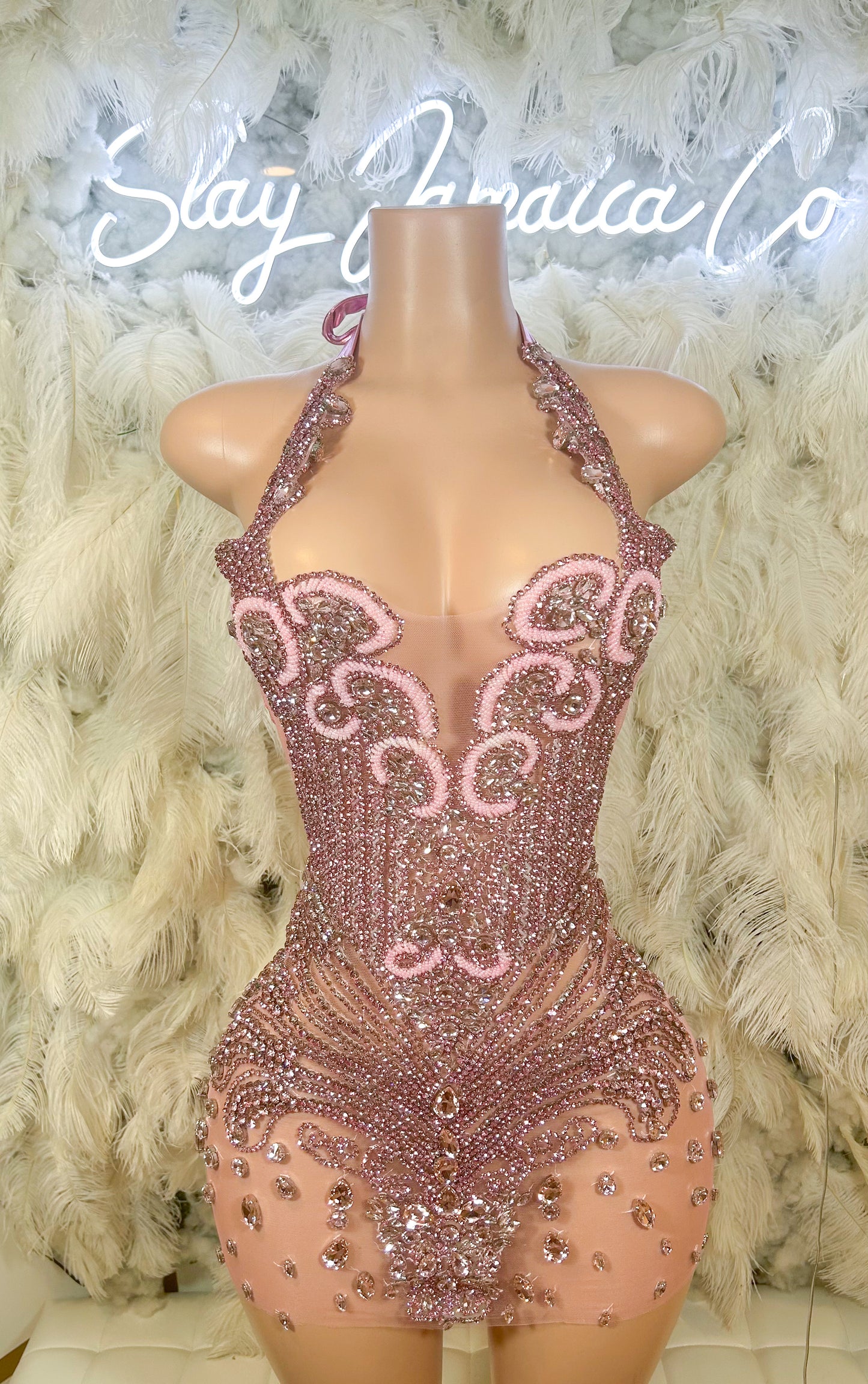 PREORDER ONLY Pink bliss Rhinestone Luxe  mini dress