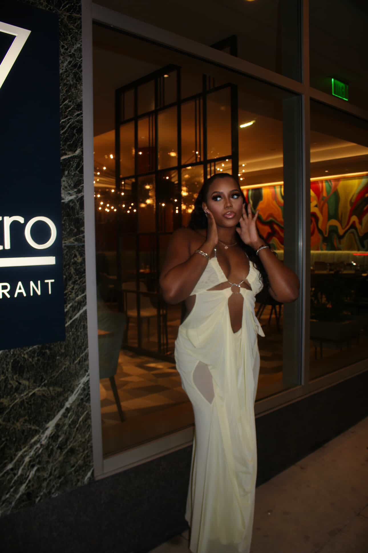 Miss Provocateur Ruched Mesh Maxi Dress - Butter Yellow