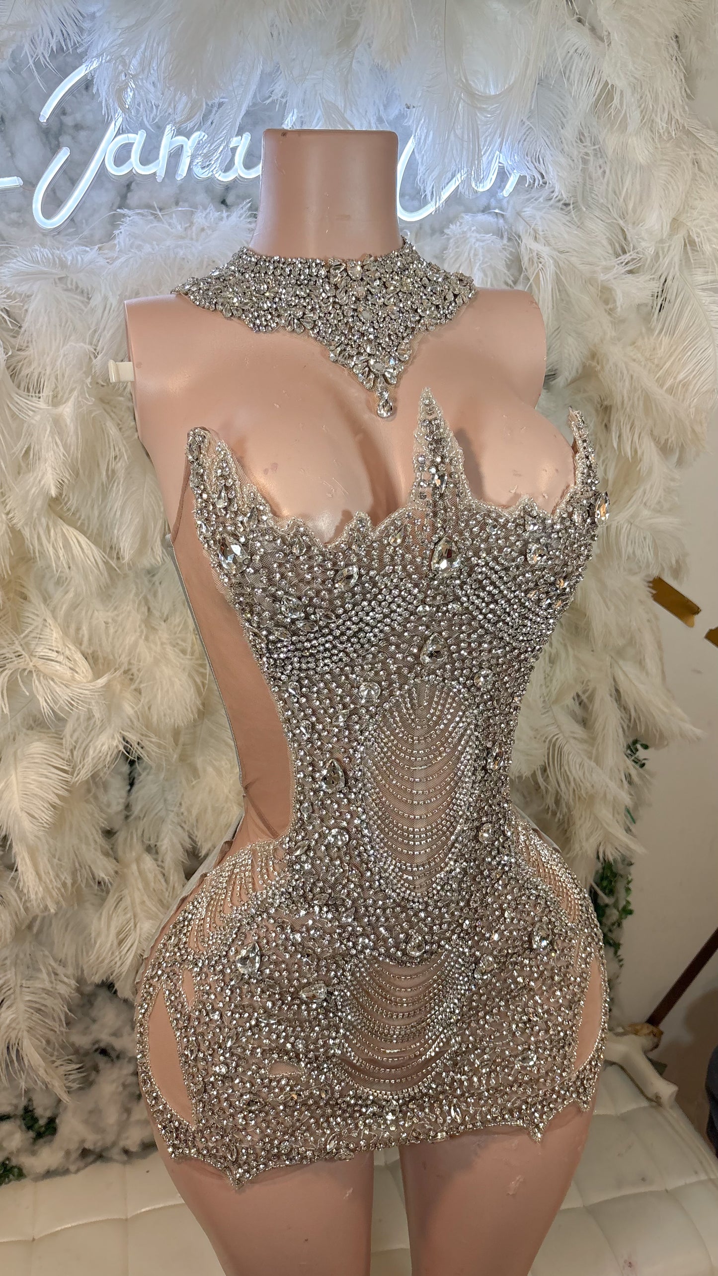 READY TO SHIP His Pretty Issue Luxe Rhinestone Mini Dress With Detachable Choker