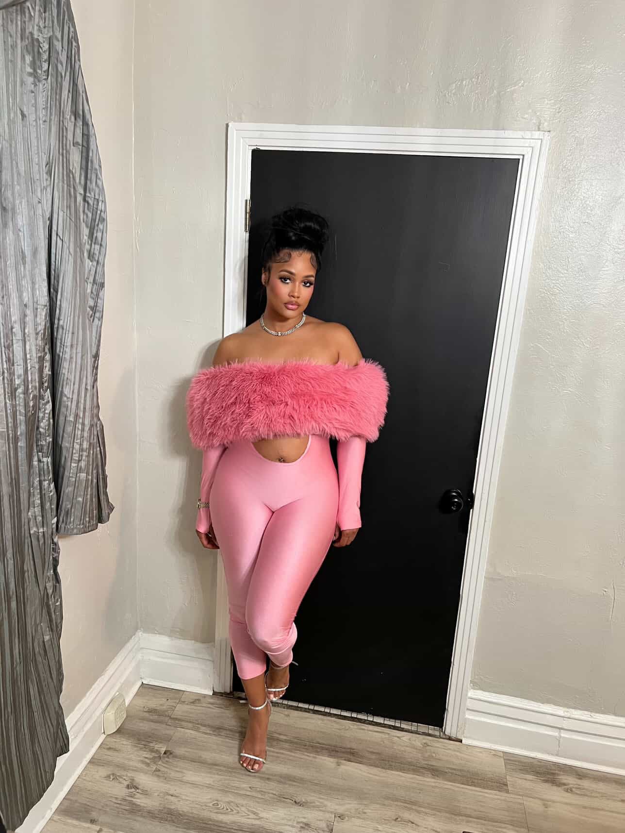 Femme Aura Fur Jumpsuit - Candy Pink