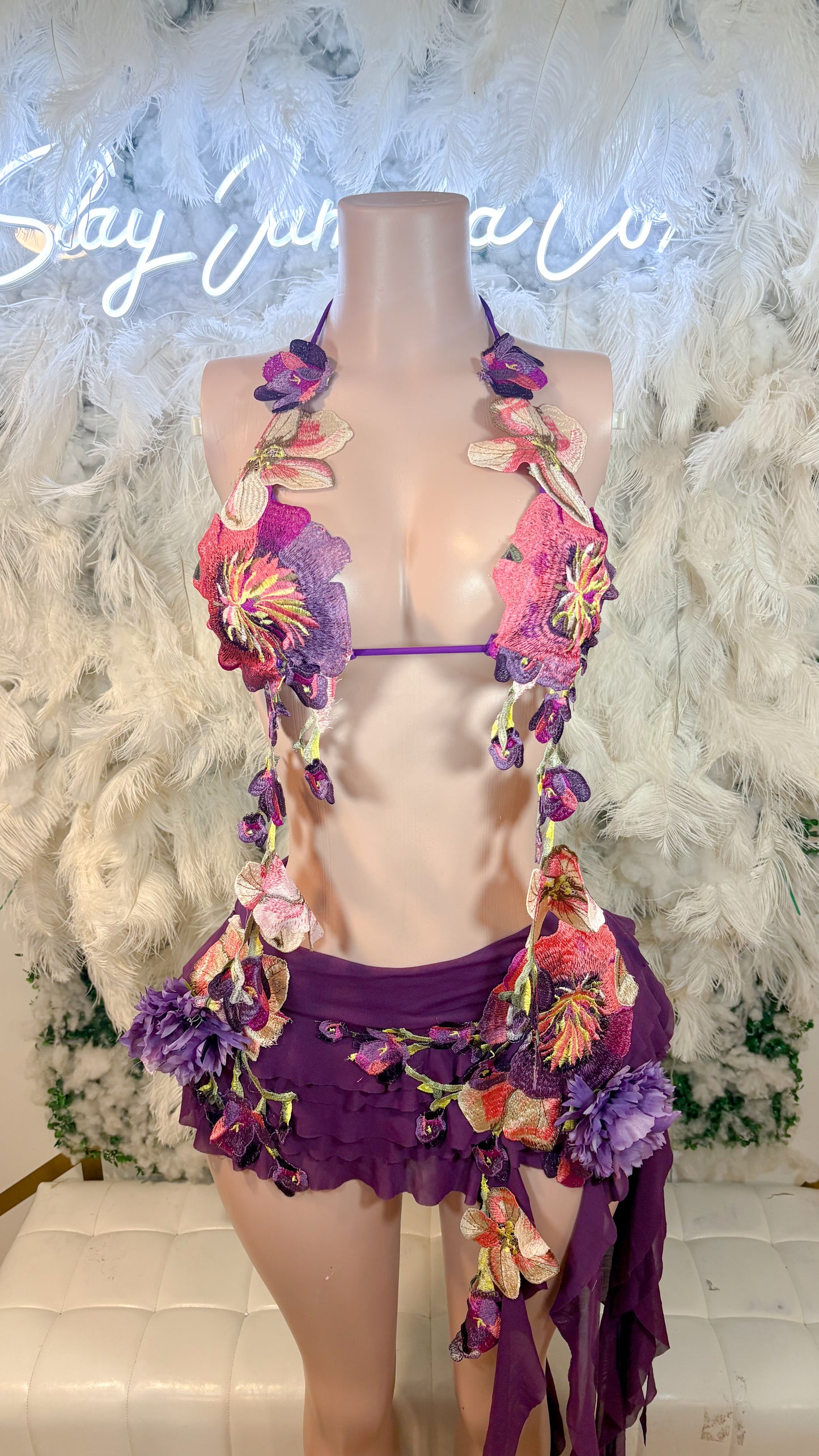Hawaiian Mojito Sunrise Floral Skirt Set - Purple Combo