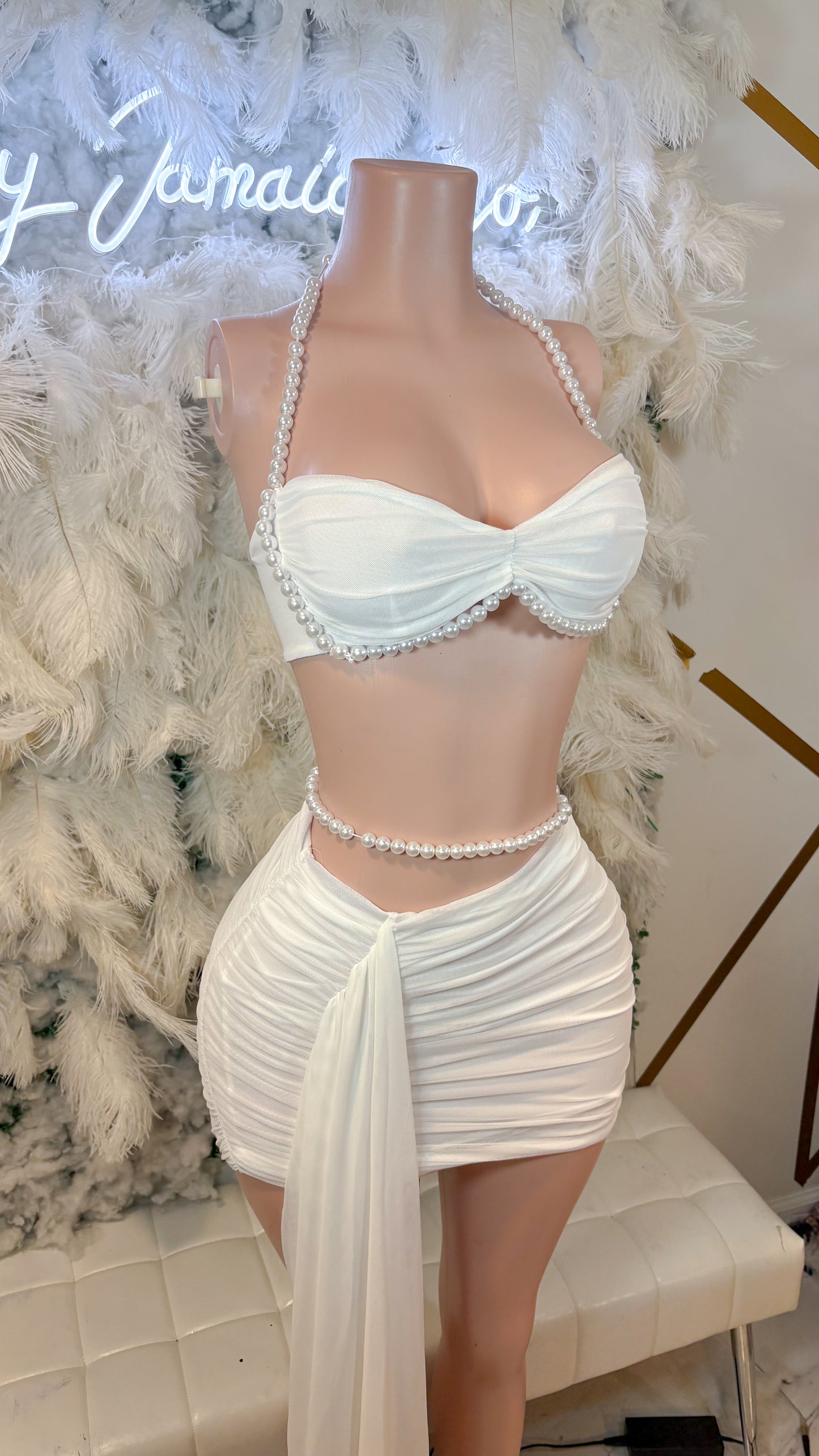 Pearl Obsessions Ruched Skirt Set