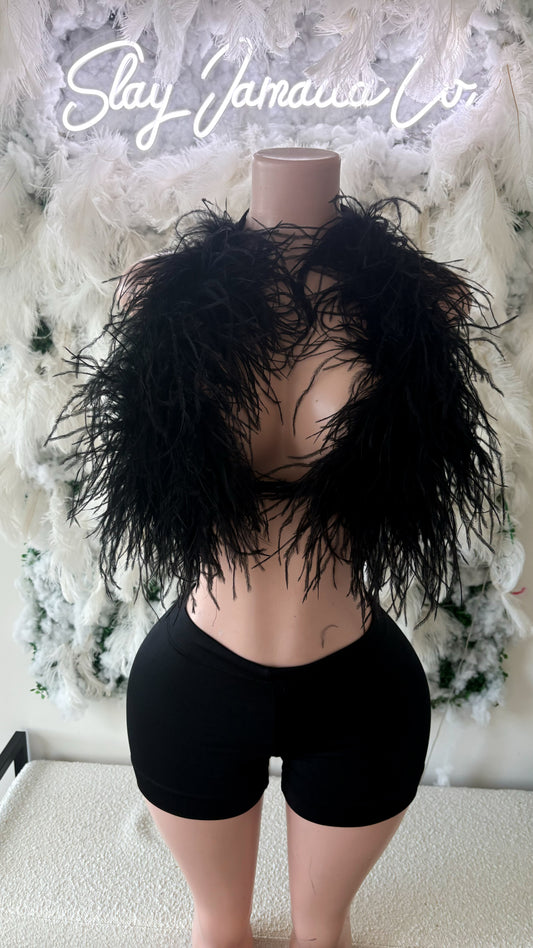 READY TO SHIP Black Swan Ostrich Feather Set