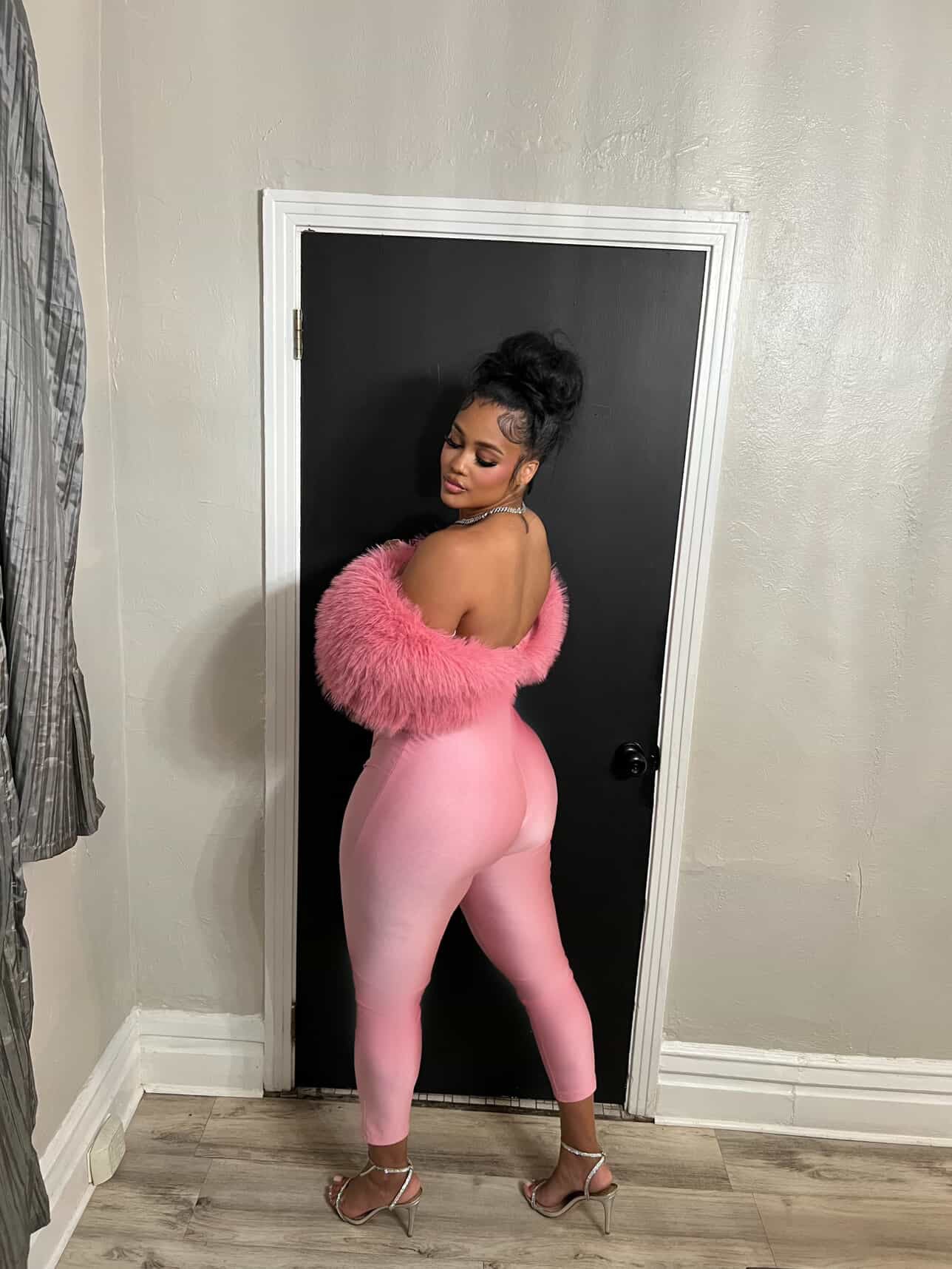 Femme Aura Fur Jumpsuit - Candy Pink