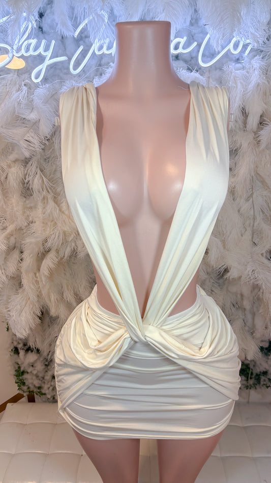 A Renaissance Work Of Art Mini Dress - Cream