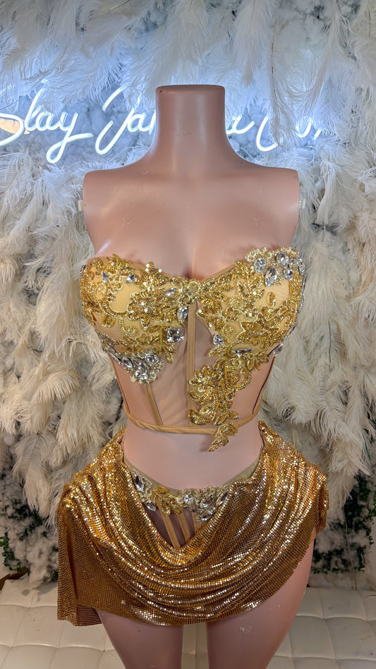 The Golden Star Draped Skirt Set