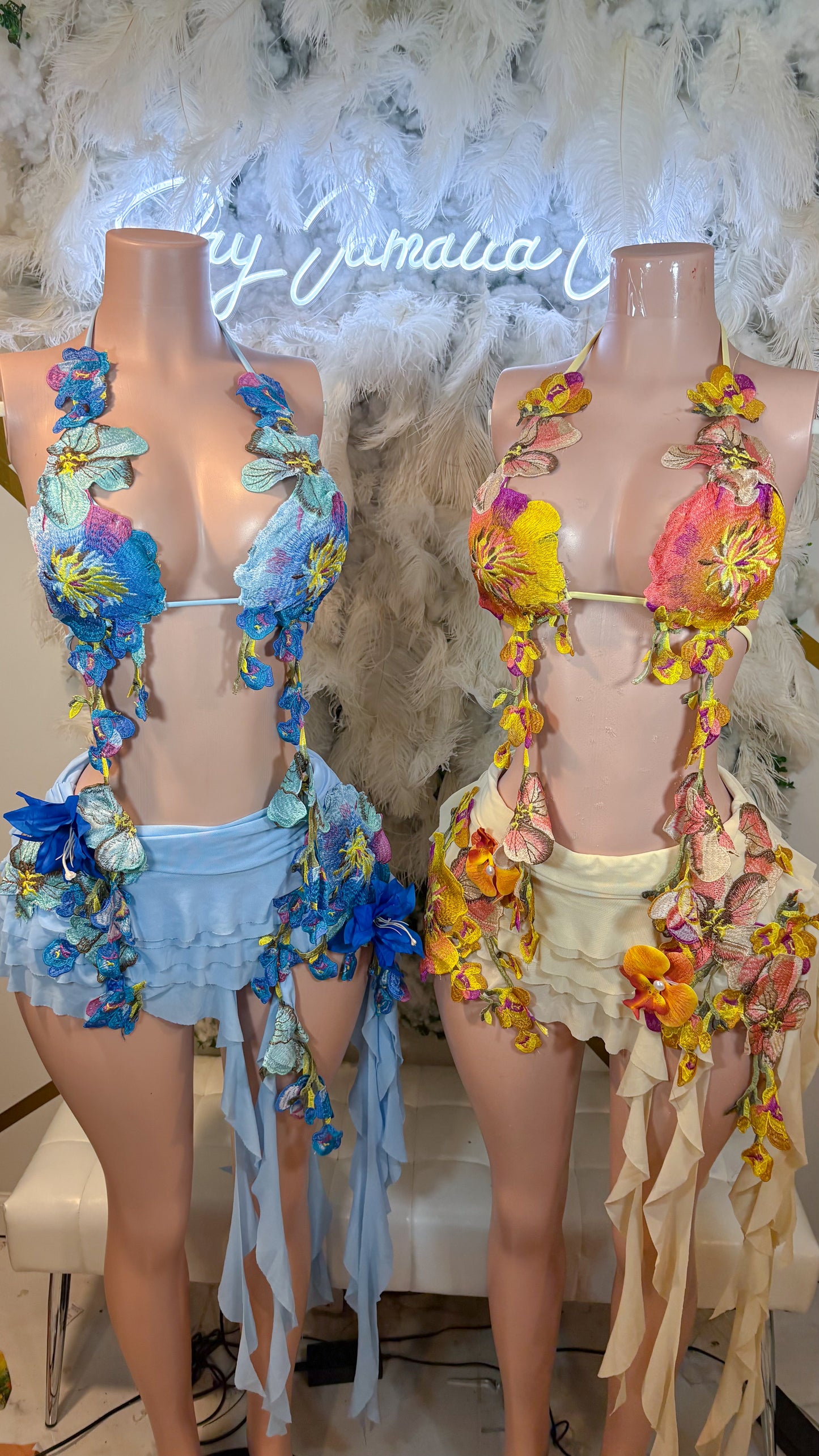 Hawaiian Mojito Sunrise Floral Skirt Set - Yellow Combo