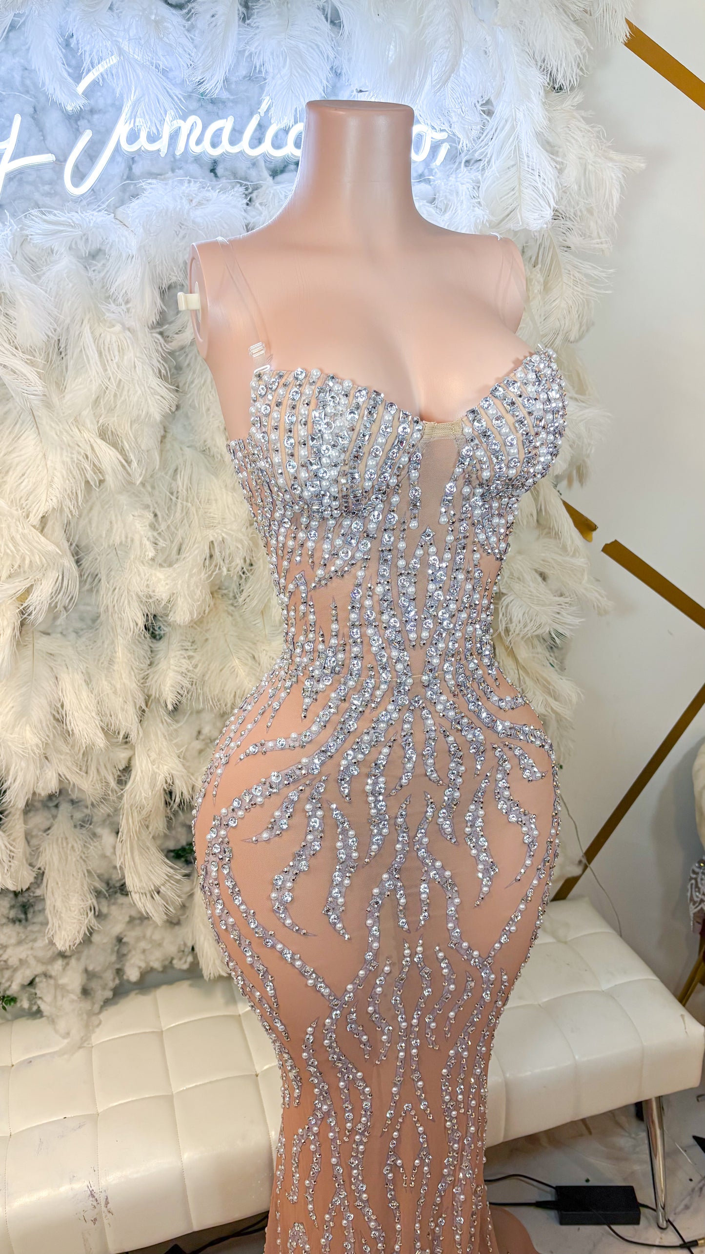 Nightlife Aura Rhinestone Maxi Dress