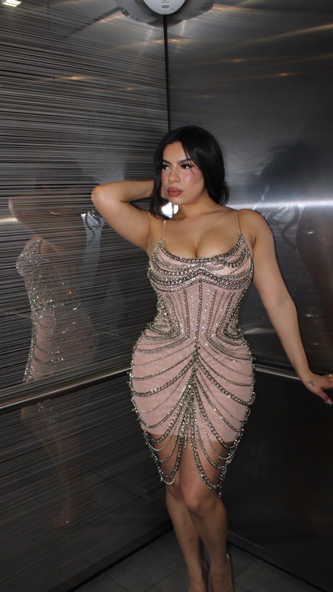 READY TO SHIP The One Of One Chain Mesh Mini Dress
