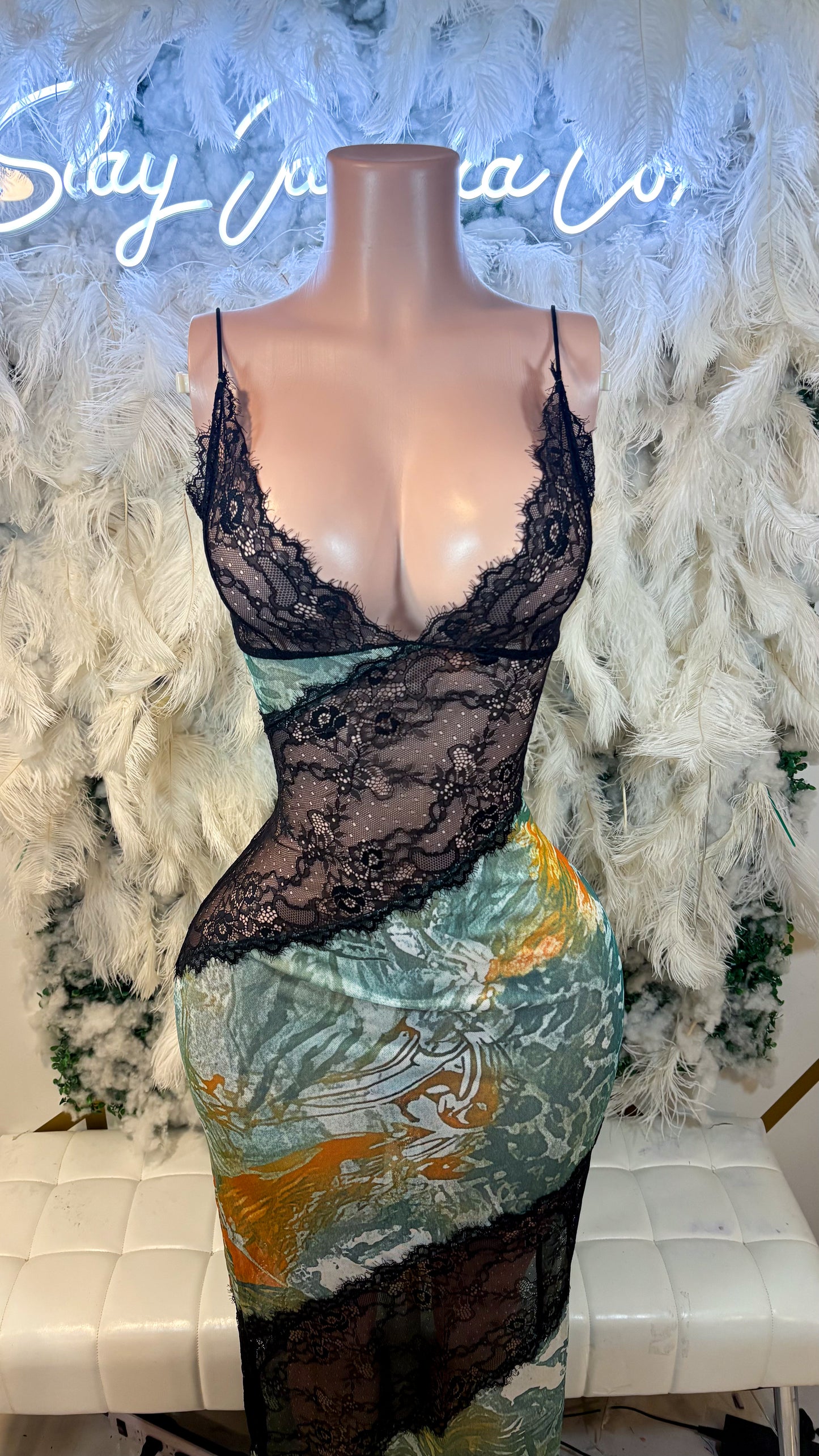 READY TO SHIP Lace Desires Slip Maxi Dress - Green