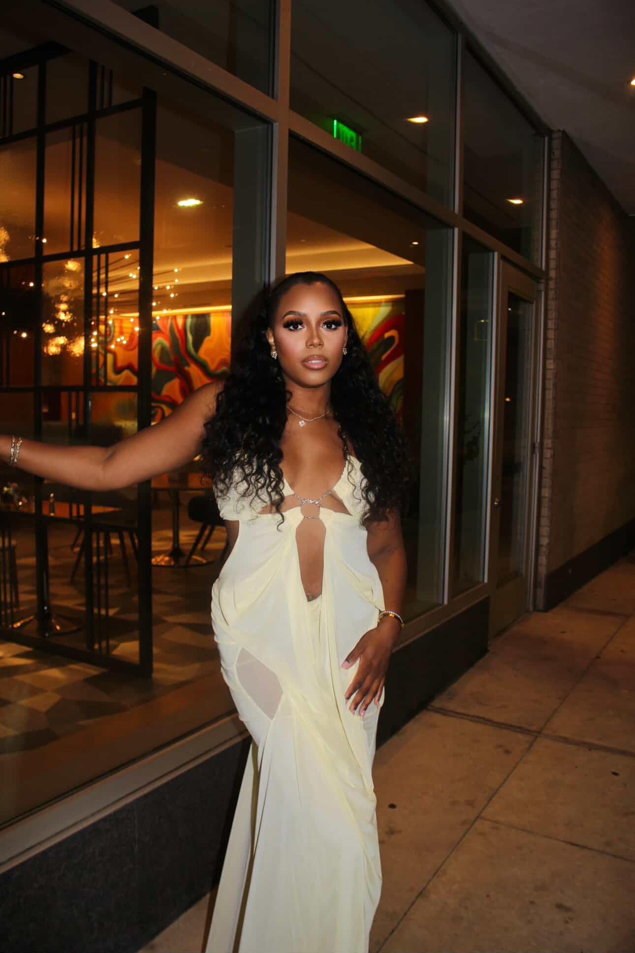 Miss Provocateur Ruched Mesh Maxi Dress - Butter Yellow