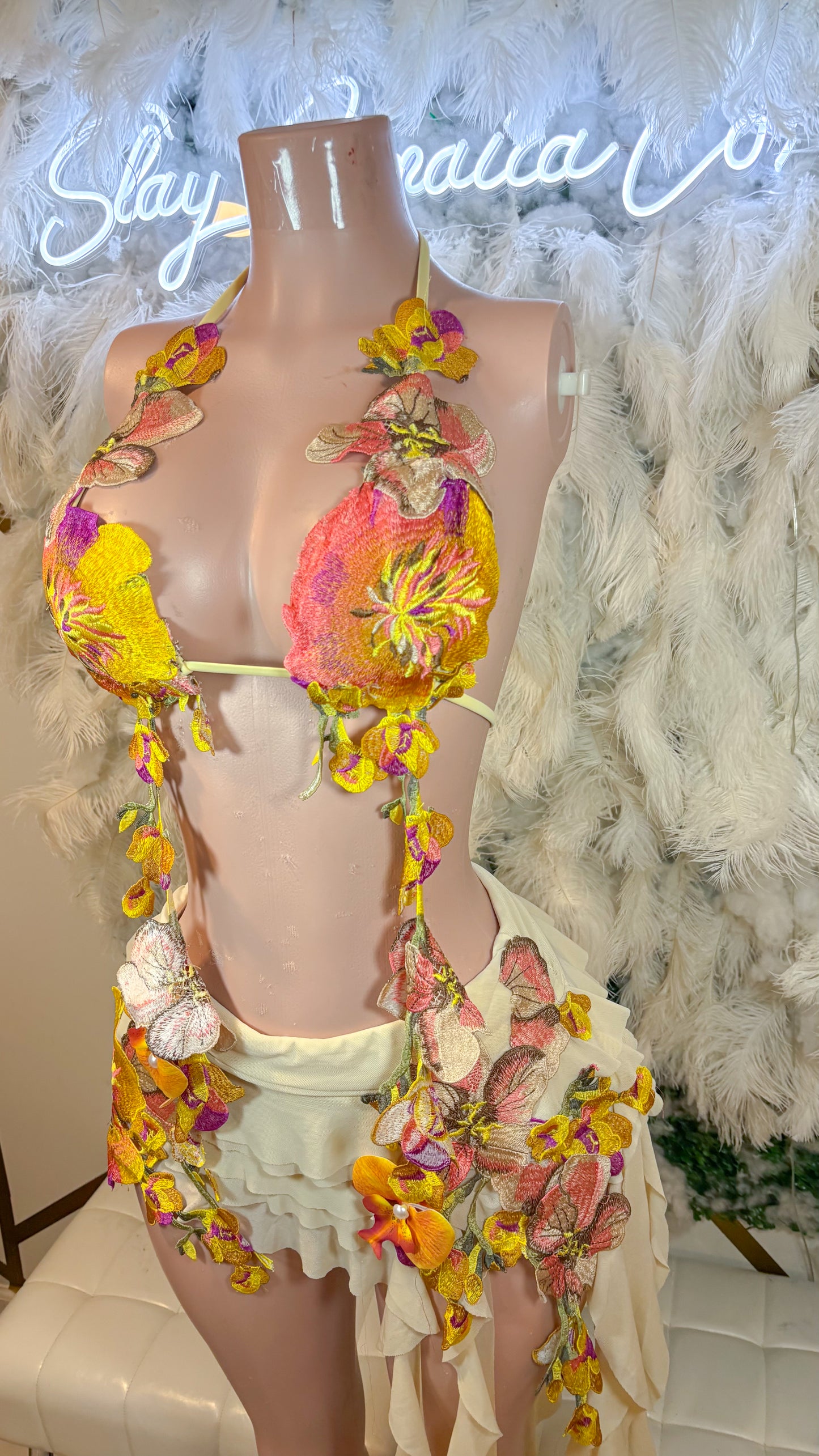 Hawaiian Mojito Sunrise Floral Skirt Set - Yellow Combo
