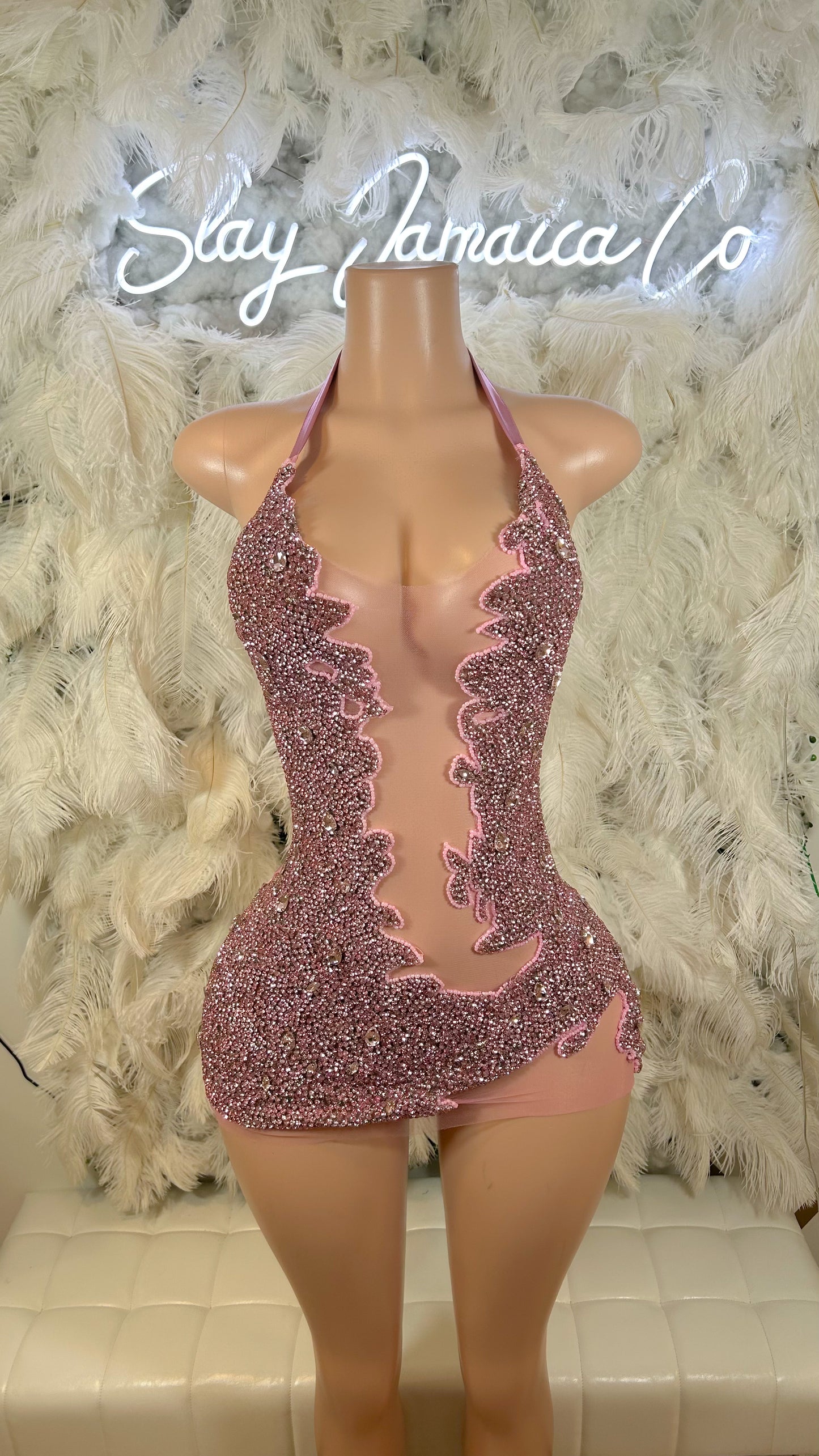 PREORDER ONLY Prettier In Pink Rhinestone Luxe Mini Dress