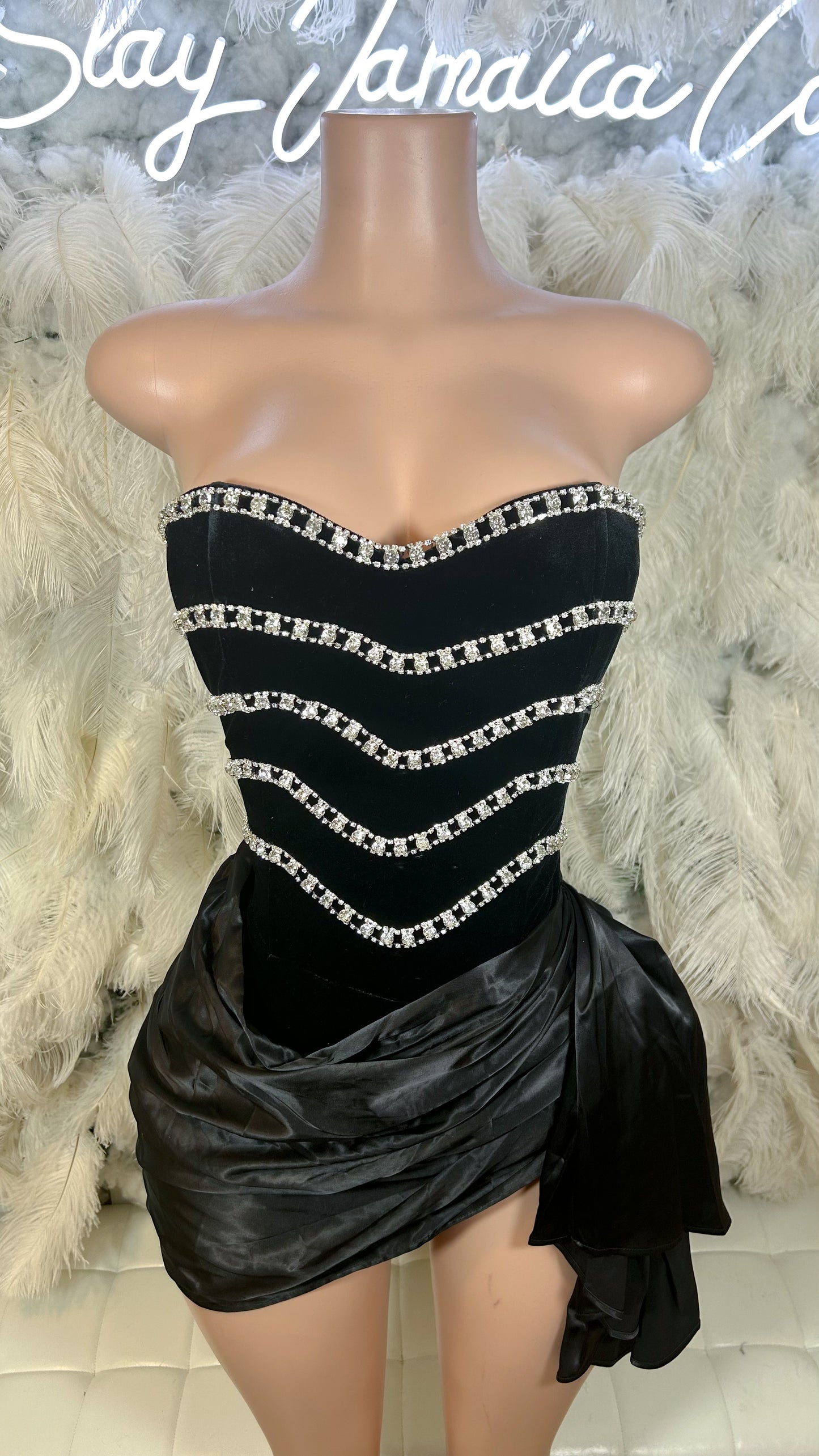 READY TO SHIP Chain Reaction Velvet Satin Ruched Mini Dress