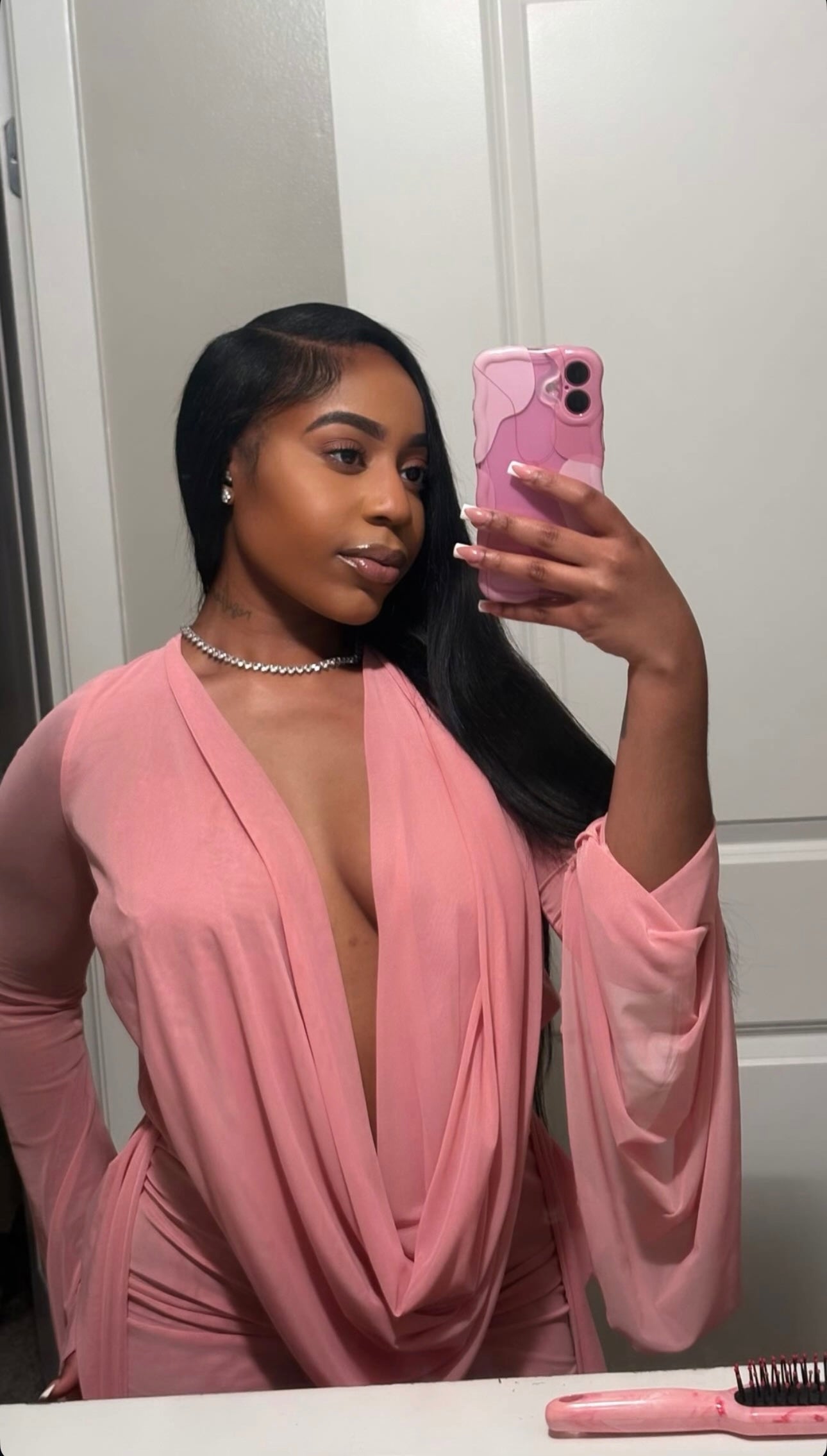 READY TO SHIP Her Main Attraction Draped Mesh Dress - Coral