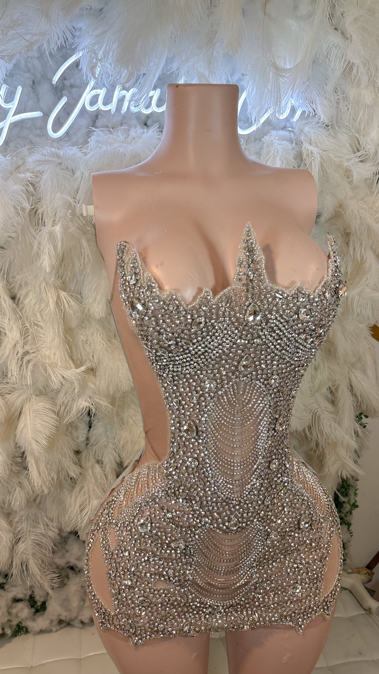 READY TO SHIP His Pretty Issue Luxe Rhinestone Mini Dress With Detachable Choker