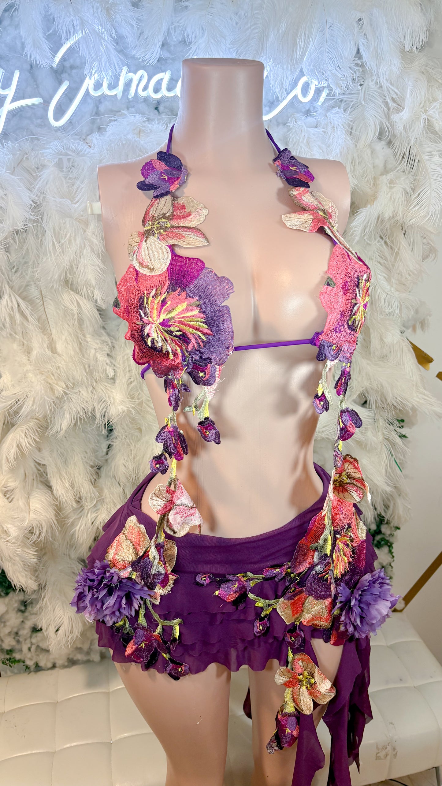 Hawaiian Mojito Sunrise Floral Skirt Set - Purple Combo