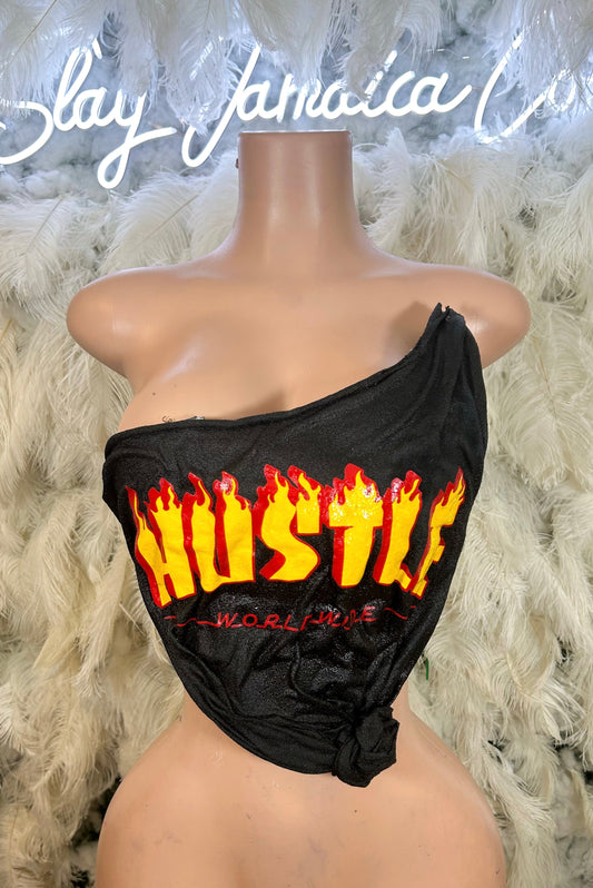 READY TO SHIP Straight Flames Frozen Crop Top