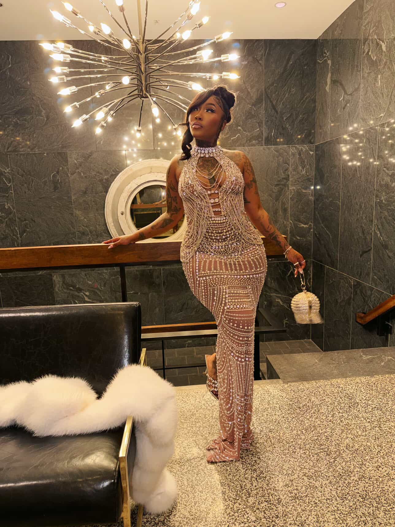 READY TO SHIP Moonlight Dreams Rhinestone Chain Mesh Maxi Dress -Silver