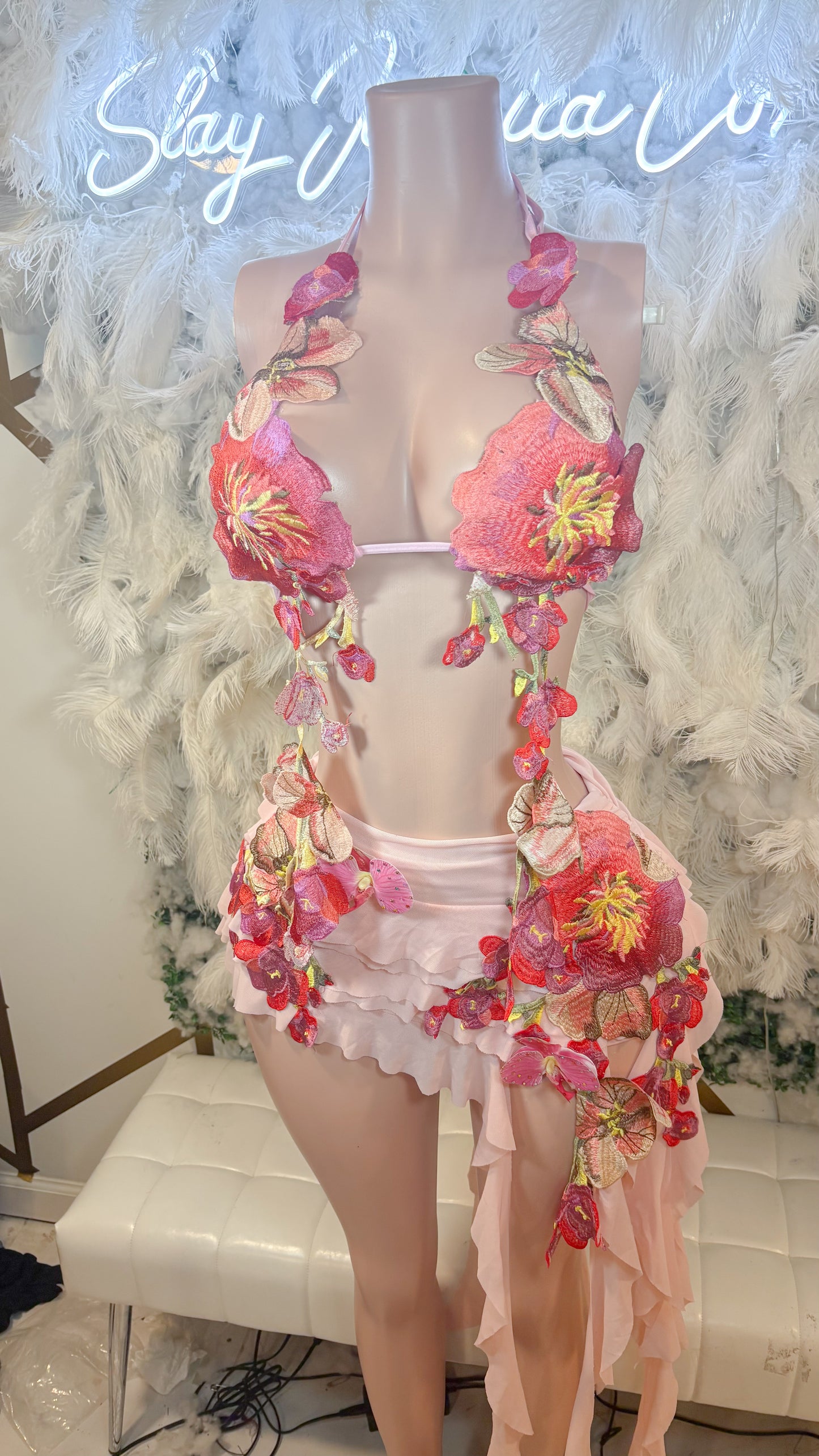 Hawaiian Mojito Sunrise Floral Skirt Set - Pink Combo