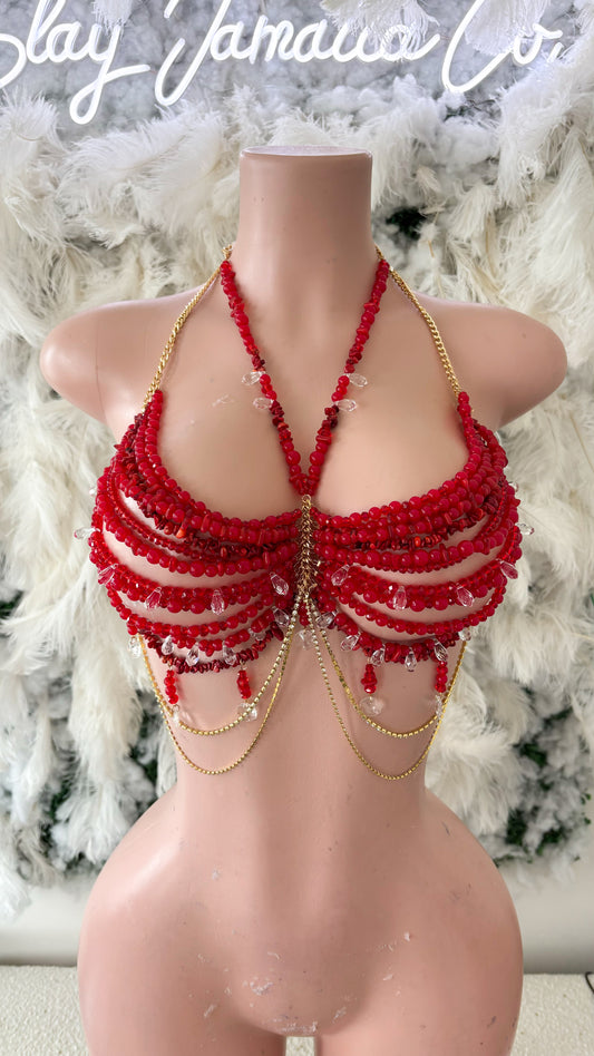 Catching Flights Not Feelings Embellished Beaded Chain Top