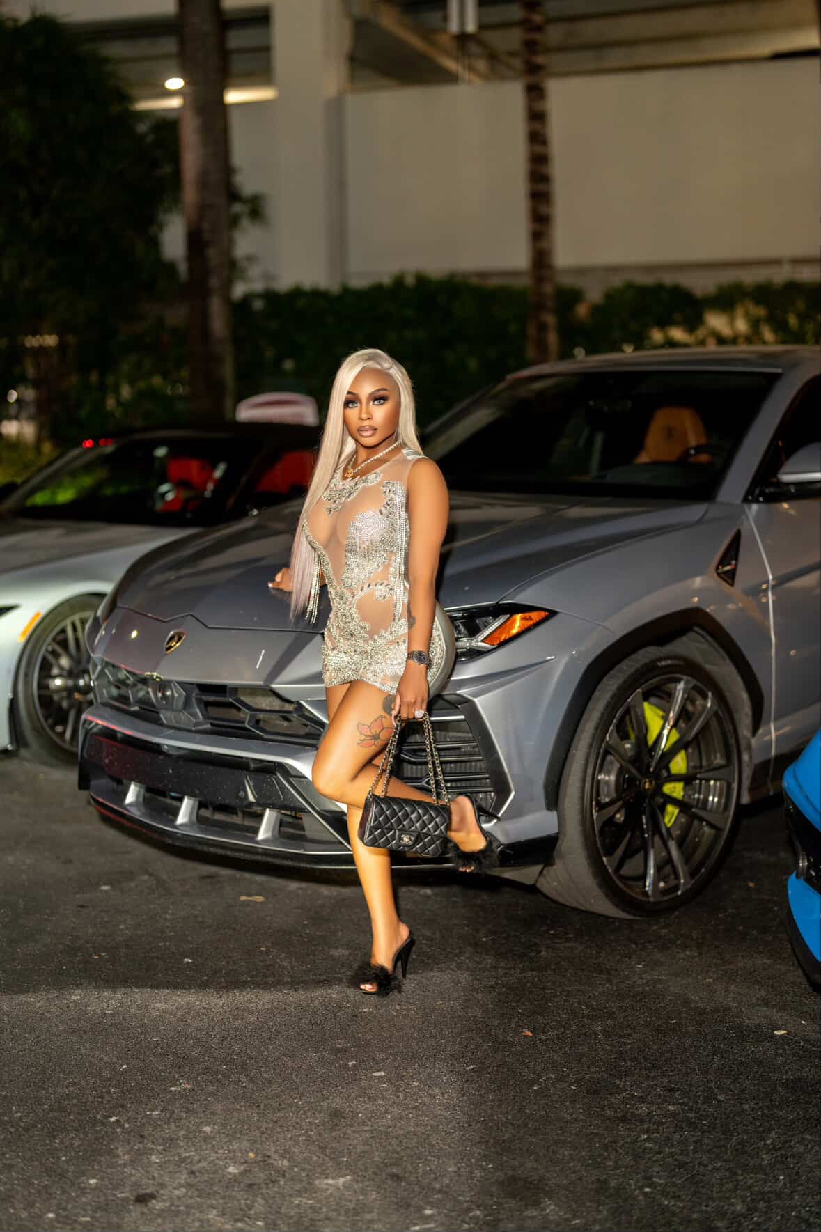 PREORDER ONLY SHIP First Place Doll Luxe Rhinestone Mesh Mini Dress