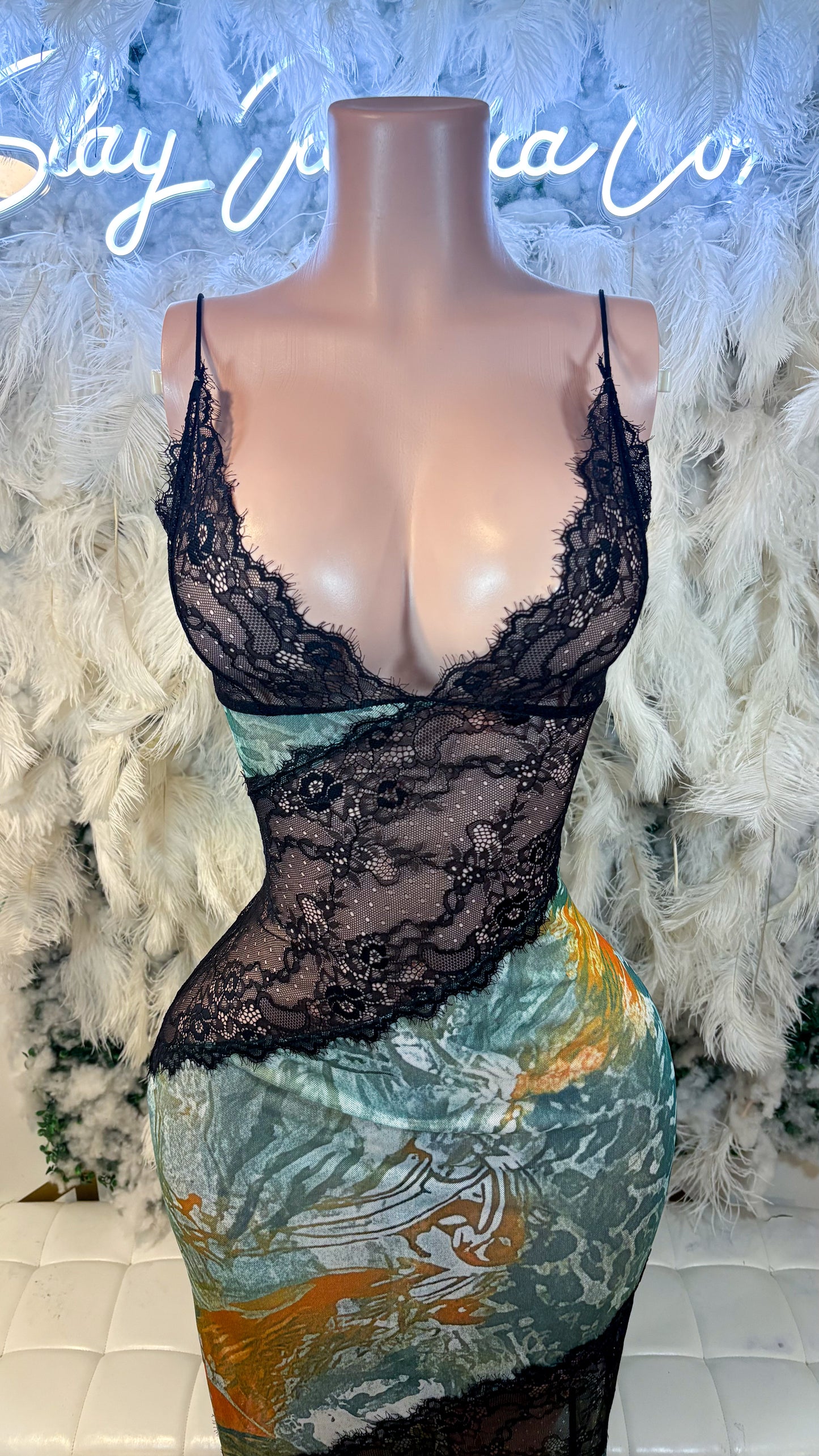 READY TO SHIP Lace Desires Slip Maxi Dress - Green